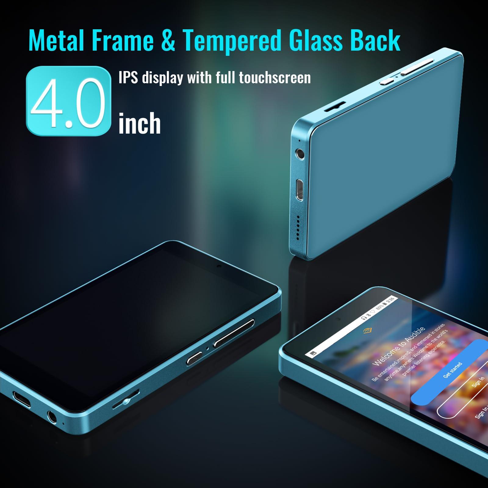 Luoran Kids MP3 Player with Parental Controls, Spotify Kids, Spotify, Audible, Amazon Music, 4.0\" IPS MP4 Music Player Up to 256GB (Blue)