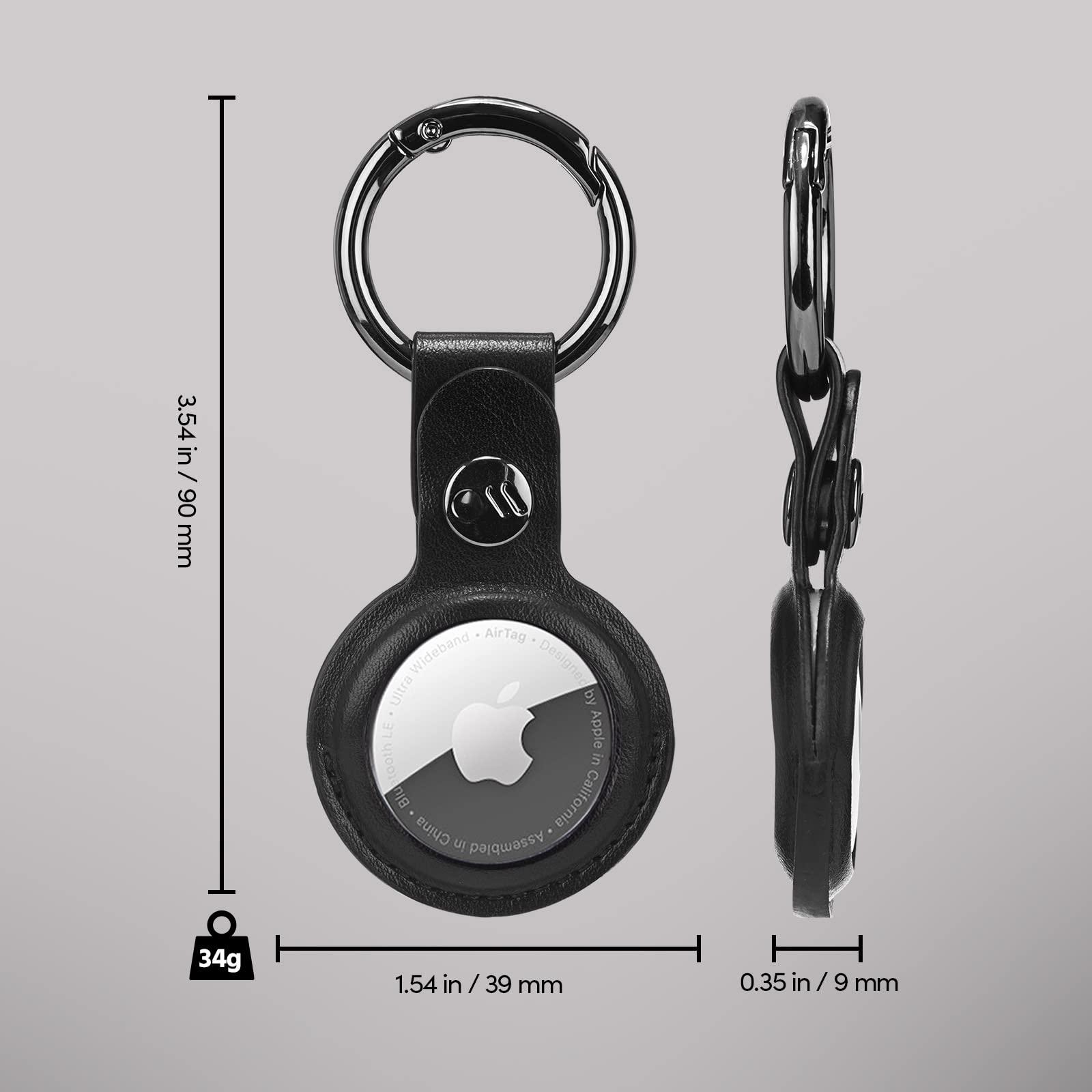 Case-Mate Case-Mate AirTag Keychain Holder - Durable Vegan Leather Air Tag Key Ring w/ Heavy Duty Ring Clip - Protective Case for AirTag Holder for Dog Collar, Keys, Luggage, Backpack - Black