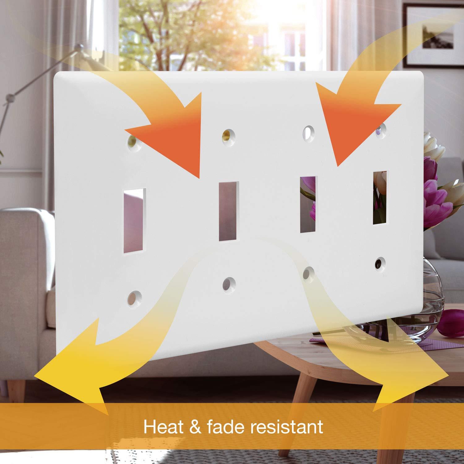 ENERLITES ENERLITES Quad Light Switch Wall Plate, Standard Size 4-Gang 4.50\" x 8.19\", Unbreakable Polycarbonate Thermoplastic, 8814-W, White