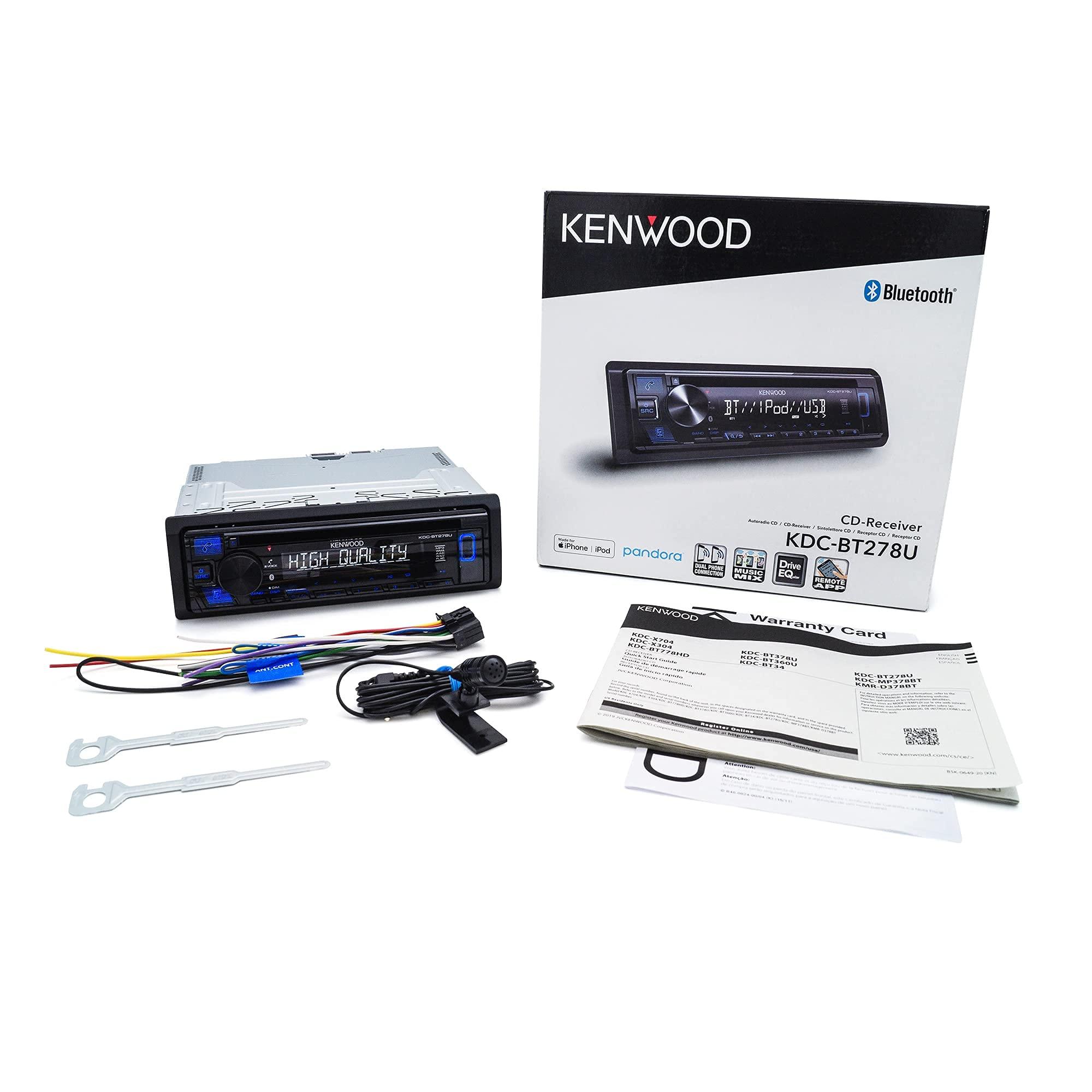 Kenwood Kenwood KDC-BT278U 1 Line Text Display CD Receiver with Bluetooth (Renewed)