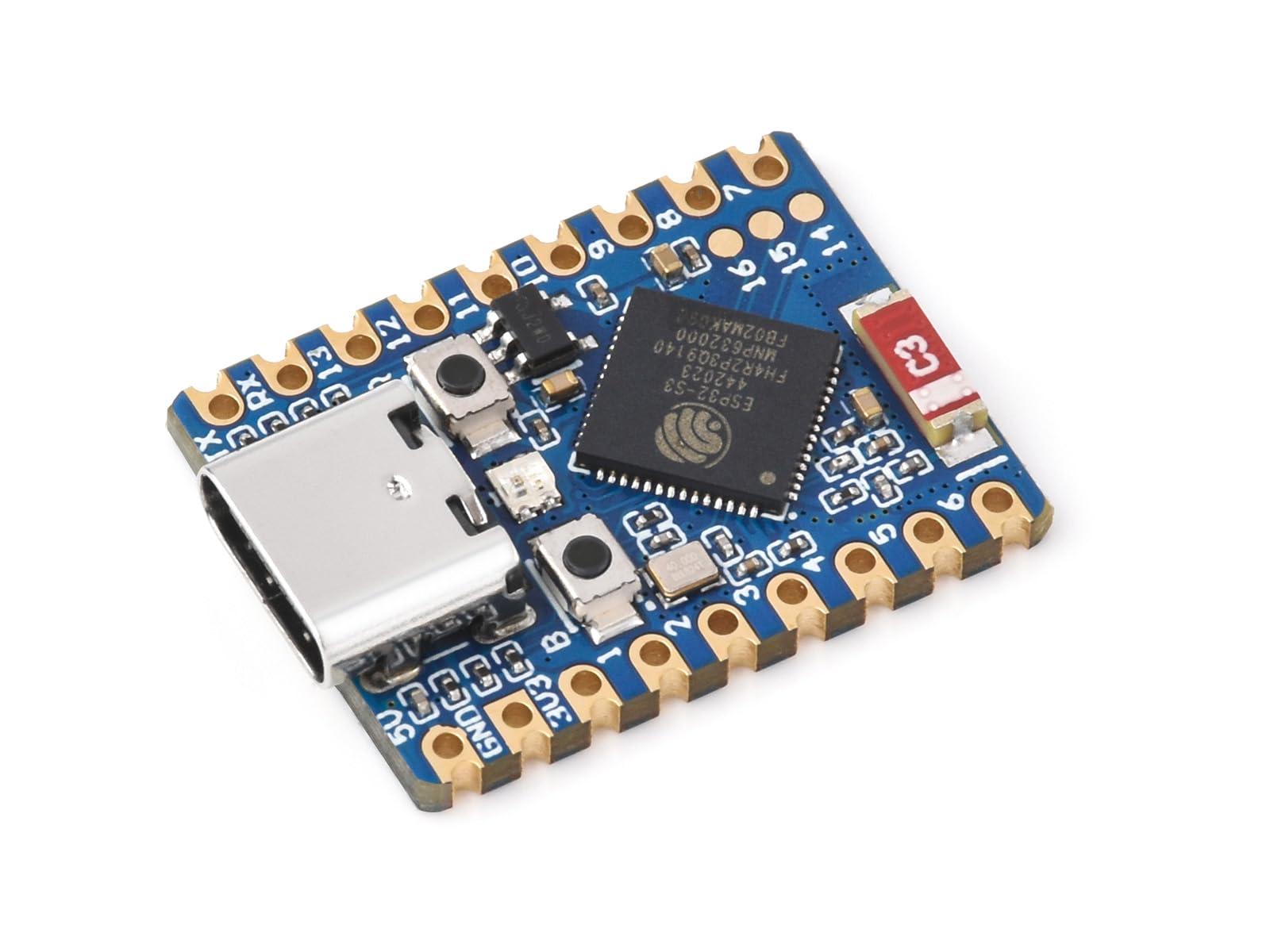 waveshare ESP32-S3 Mini Development Board, Based on ESP32-S3FH4R2 Dual-Core Processor, 240MHz Running Frequency, 2.4GHz W-i-F-i & Blue-Too-th 5, Onboard 4MB Flash Memory/2MB PSRAM