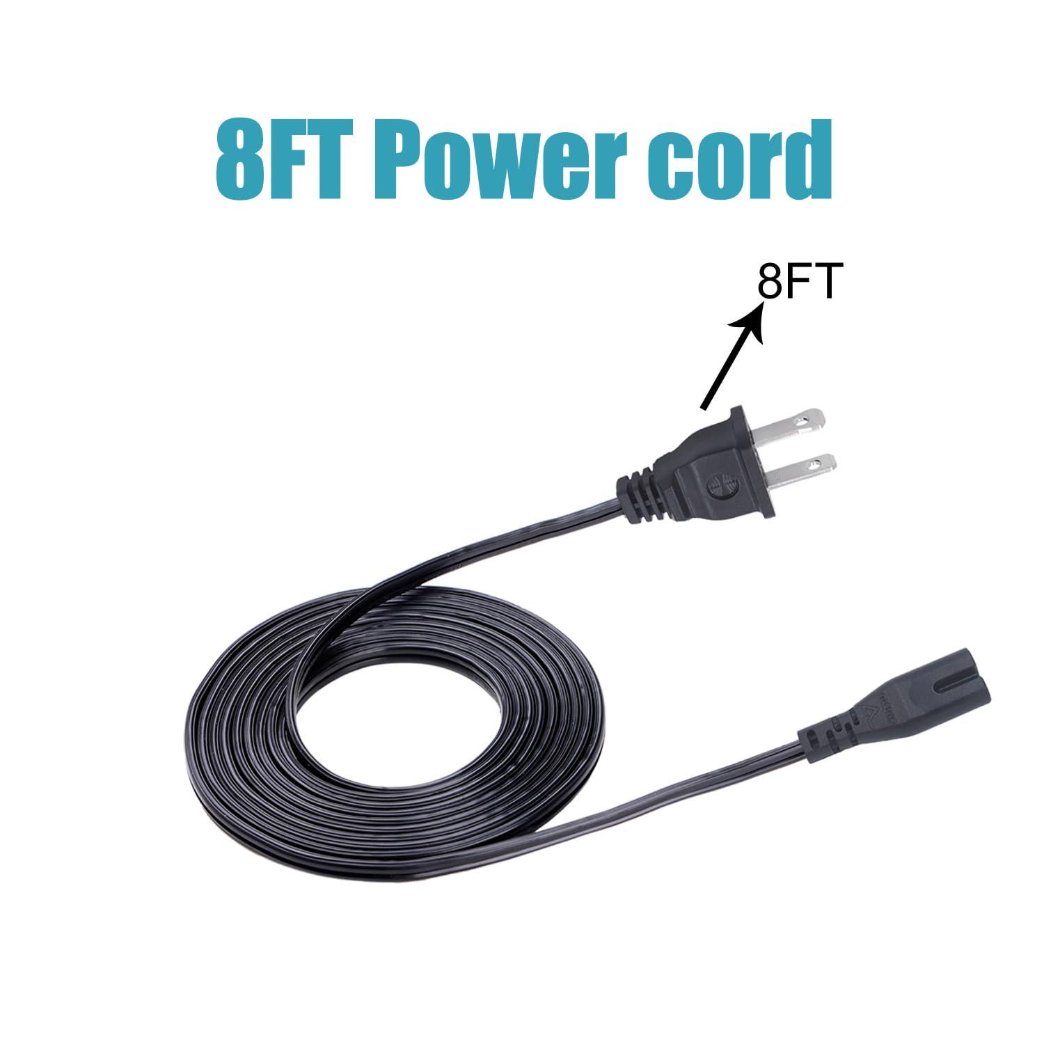 Saireed Power Cable 8ft Power Cord for Samsung 24" 32" 40" 43" 48" 49" 50" 55" 60" 65" 75" inch LCD HD Smart 4K Curved TV HDTV Replacement AC Cable Power Cord