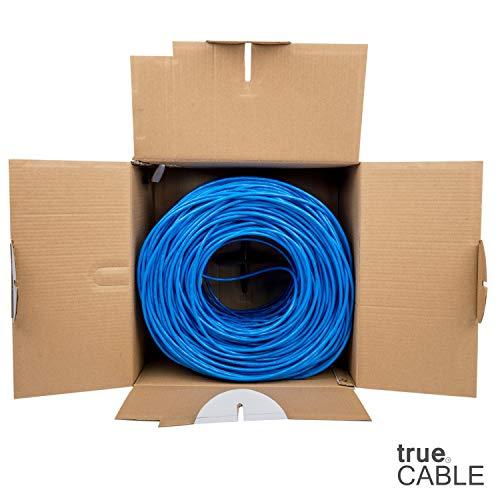 TRUE CABLE TRUE CABLE Cat6 Riser (CMR), 1000ft, Blue, 23AWG 4 Pair Solid Bare Copper, 550MHz, ETL Listed, Unshielded Twisted Pair (UTP), Bulk Ethernet Cable