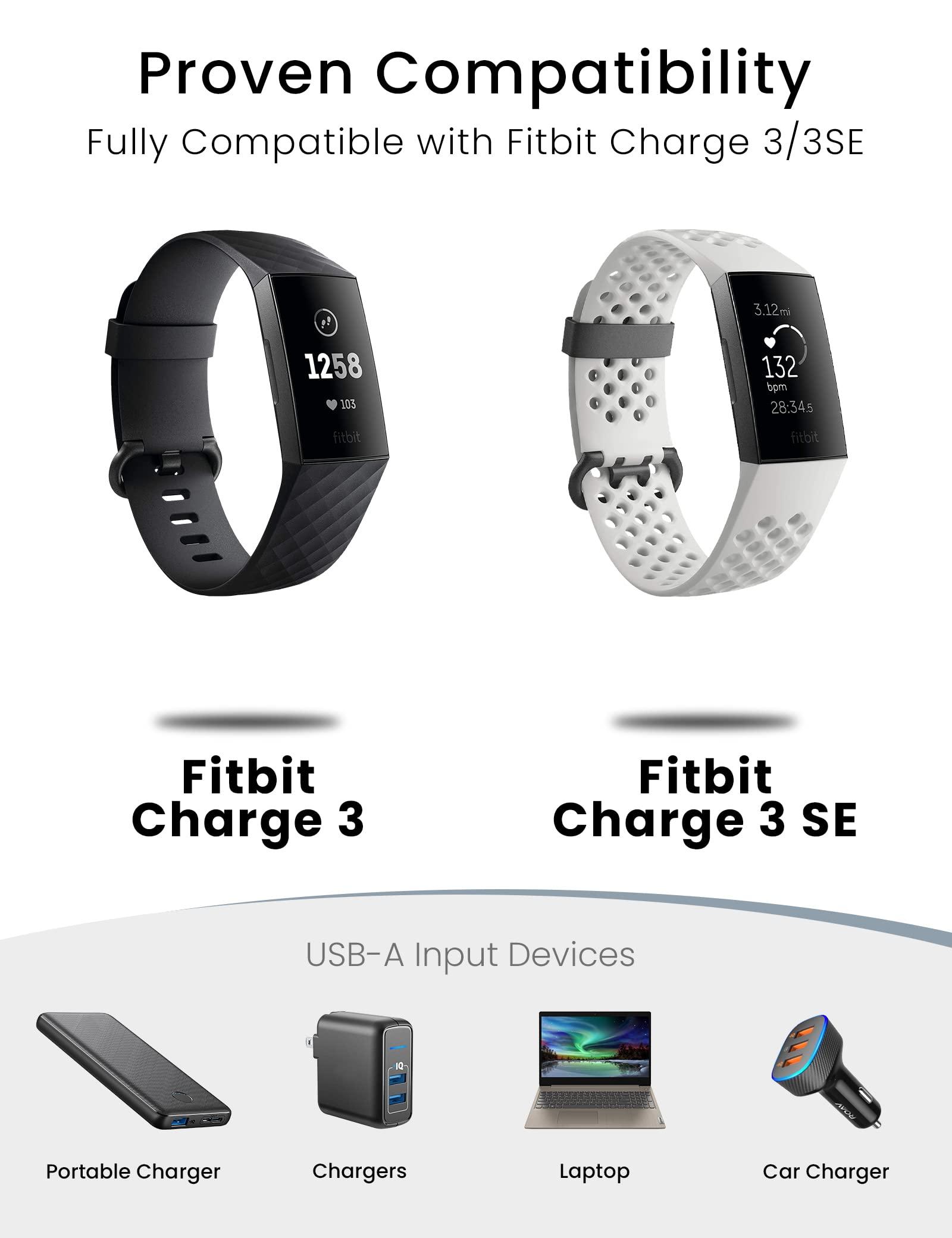 Sinoacc Sinoacc Charger for Fitbit Charge 3 Replacement USB Charging Cable Cord for Fitbit Charge 3 Fitness Activity Tracker 3.3Ft/1M