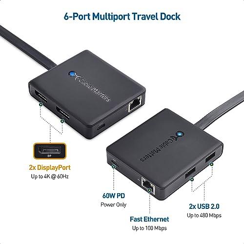 Cable Matters Cable Matters Dual Monitor USB C Hub (USB C Dock) with Dual 4K DisplayPort, 2X USB 2.0, Ethernet, and 100W Charging - Thunderbolt 4 / USB4 / Thunderbolt 3 Port Compatible for Windows and Linux
