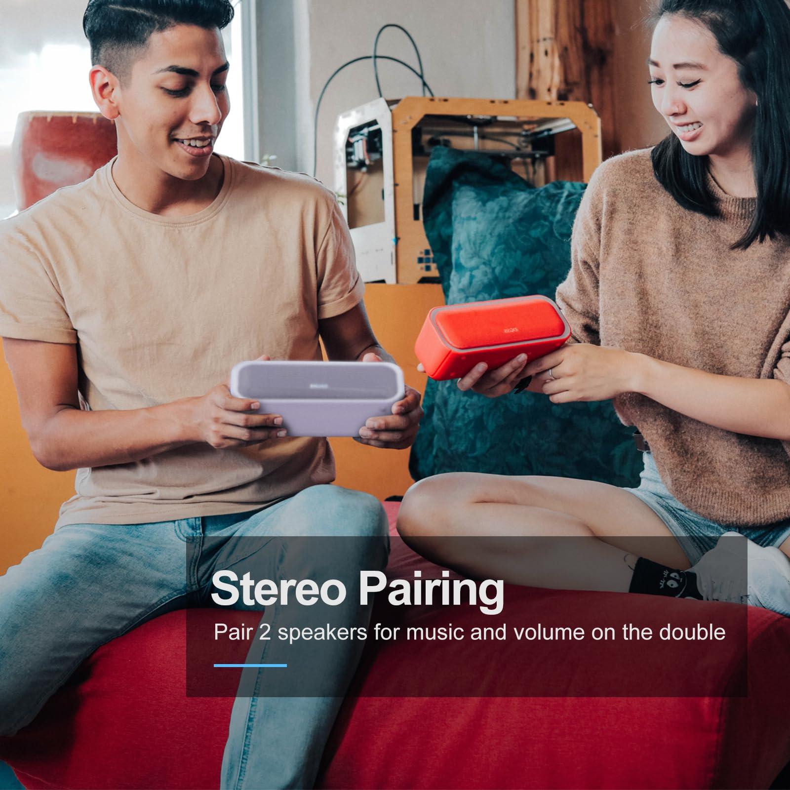 DOSS DOSS SoundBox Pro Bluetooth Speaker with 20W Stereo Sound, Active Extra Bass, IPX6 Waterproof, TWS Pairing, Multi-Colors Lights, 20H Playtime, Portable for Beach, Outdoor-Purple