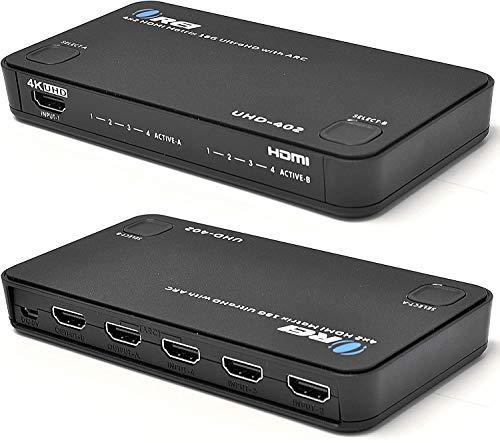 OREI OREI 4K HDMI Matrix Switch 4 X 2, Switcher 18G UltraHD with Arc Supports Upto 4K @ 60Hz & 1080P IR Remote Control - Full Matrix Selection (UHD-402)