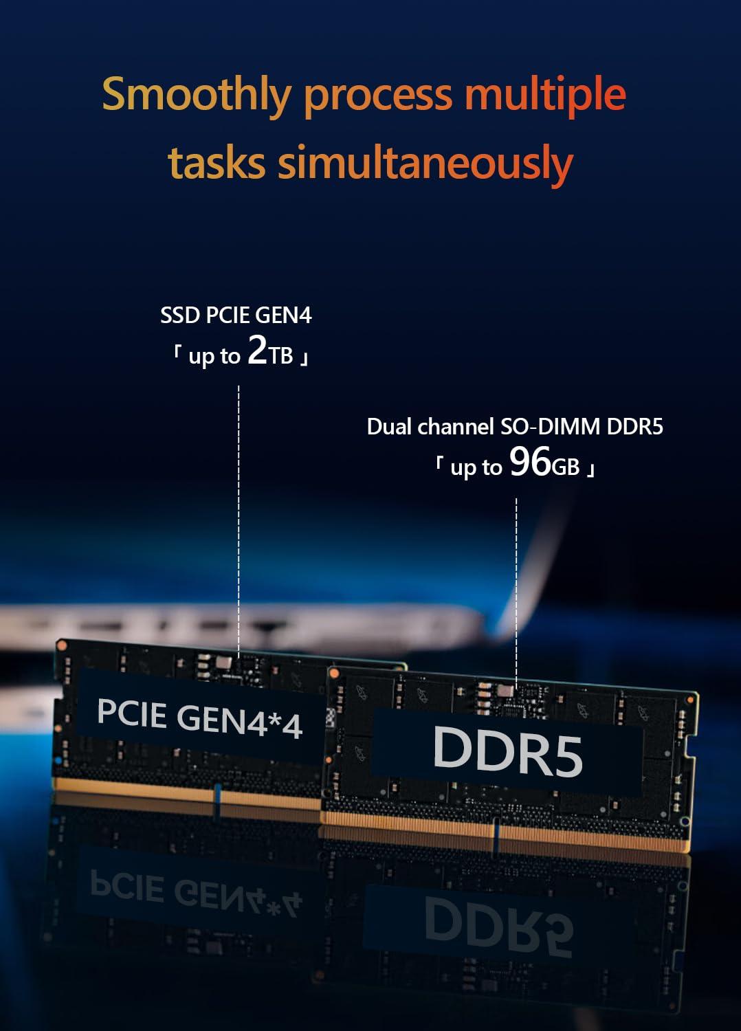 Maxtang Maxtang Barebone Mini PC Gaming Ryzen 8845HS [up to 5.1GHz] DDR5 5600MHz [up to 96GB] Ram M.2 2280 NVMe Quiet Mini Desktop Computer USBC4 Security Lock Shell White NO Ram NO SSD NO OS