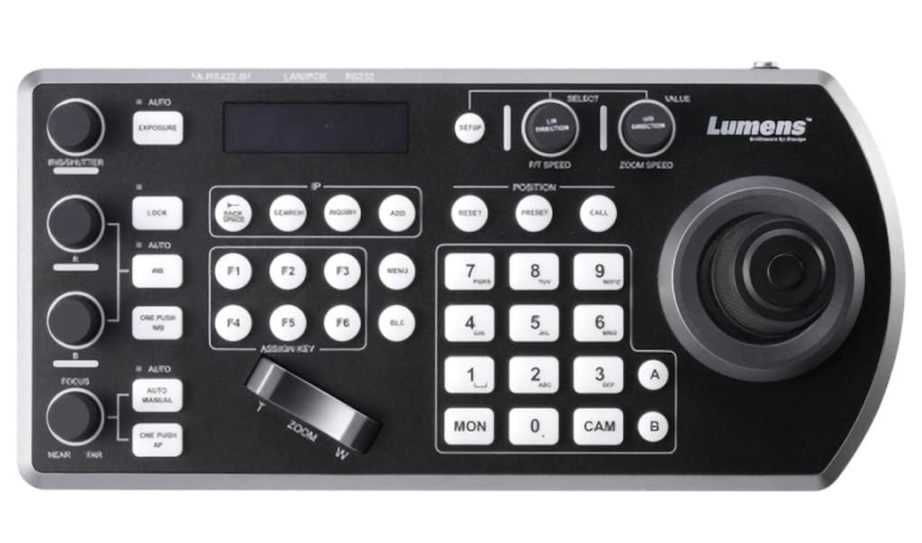 Lumens Lumens VS-KB30 Compact IP Camera Controller, Joystick for Pan/Tilt/Zoom, LCD Display, Backlight Keypad, DC12V / PoE, RS-232C / RS-422 x2 / Ethernet Control Interfaces