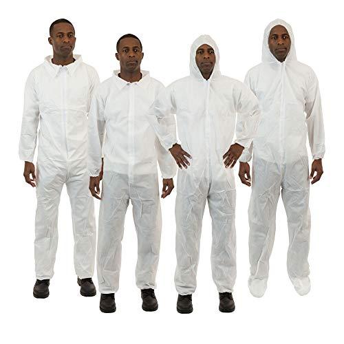 International Enviroguard International Enviroguard Standard Weight 3 Layer SMS General Protective Coverall for General Cleanup (White) Elastic Wrist and Open Ankle, 3XL, (25 per case)