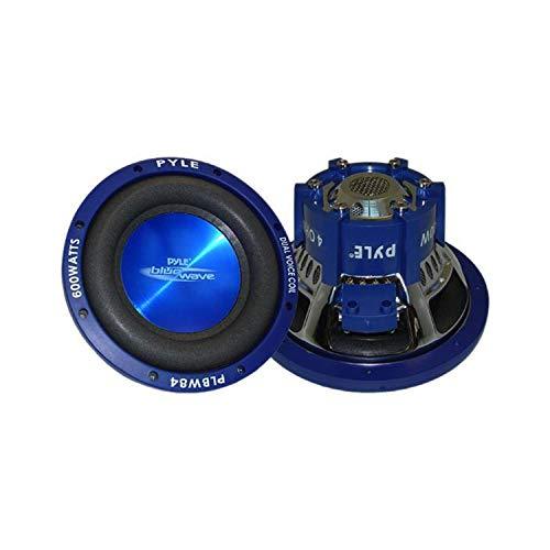 Pyle Pyle Car Vehicle Subwoofer Audio Speaker - 8 Inch Blue Injection Molded Cone, Blue Chrome-Plated Plastic Basket, Dual Voice Coil 4 Ohm Impedance, 600 Watt Power, Vehicle Stereo Sound System PLBW84