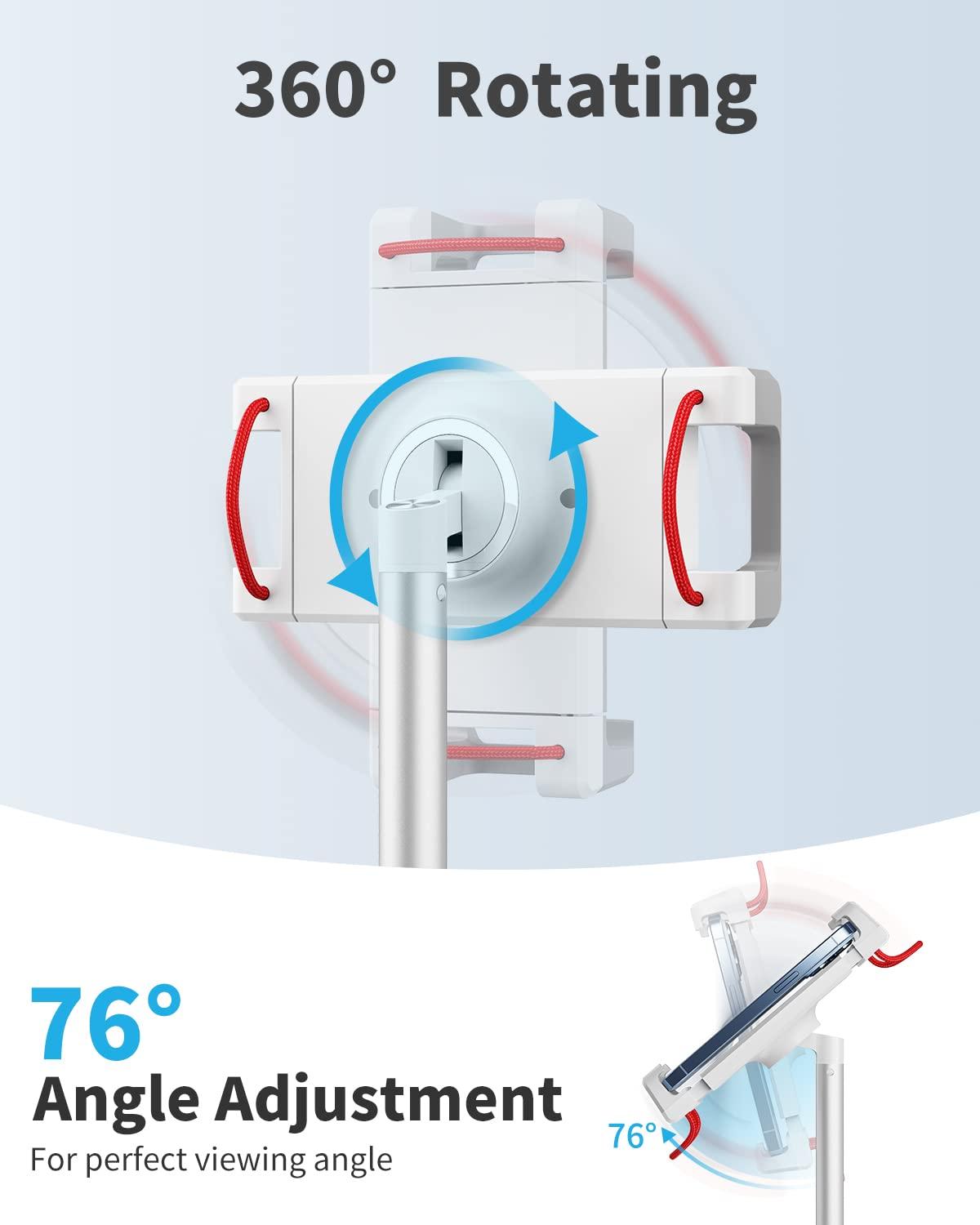 SAIJI SAIJI Tablet Stand Holder, Height Adjustable Portable Monitor Stand, 360 Degree Rotating, Aluminum Alloy Cradle Mount Dock for 4.7\"-15.6\" Screen iPhone Samsung, iPad, Kindle, eBook Reader (Silver)