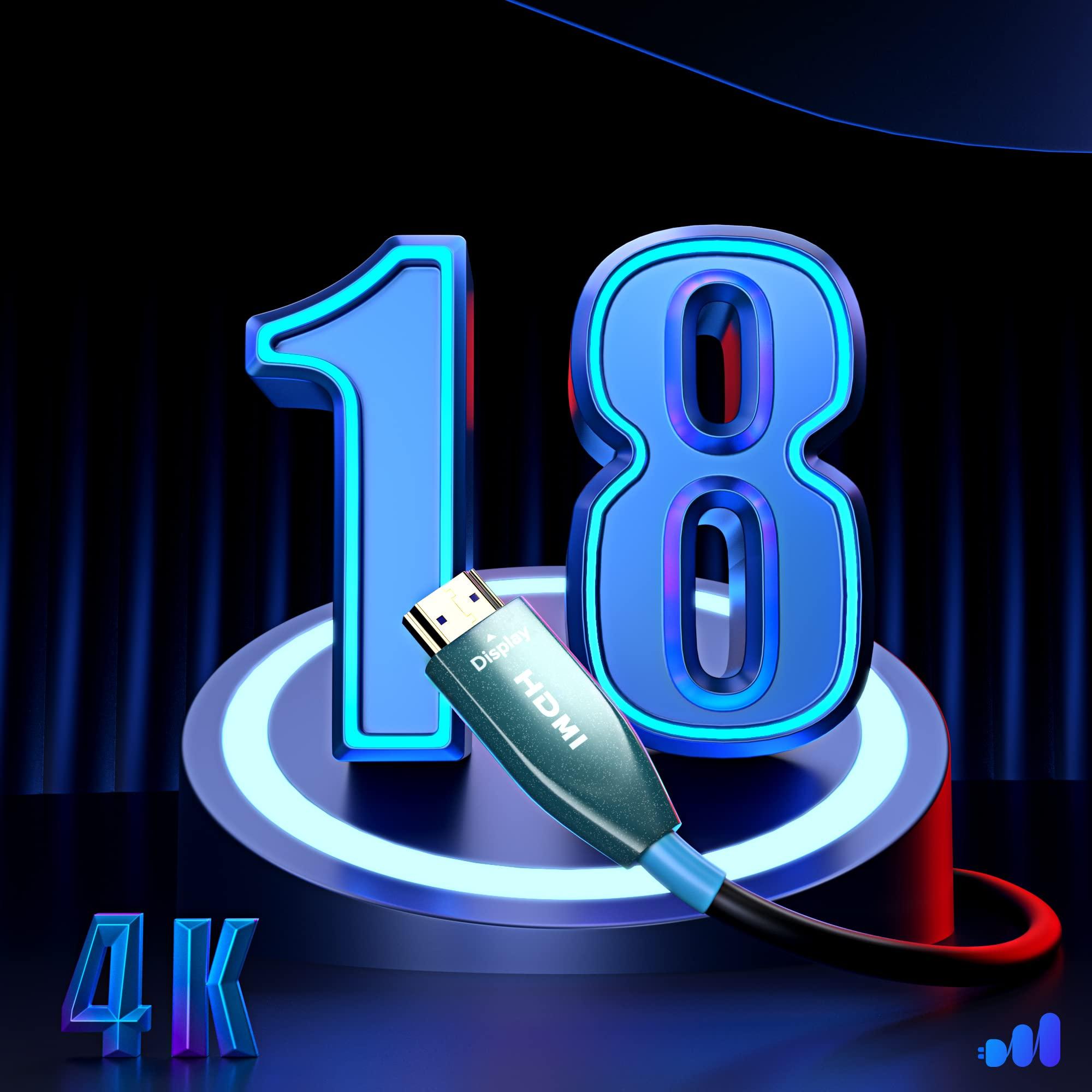 Maximm Maximm 4K HDMI Cable 100 Foot High-Speed Fiber Optic 18Gbps 4K60Hz, Unidirectional 2160p, 1080p, HDCP 2.2, 3D ARC-Compatible