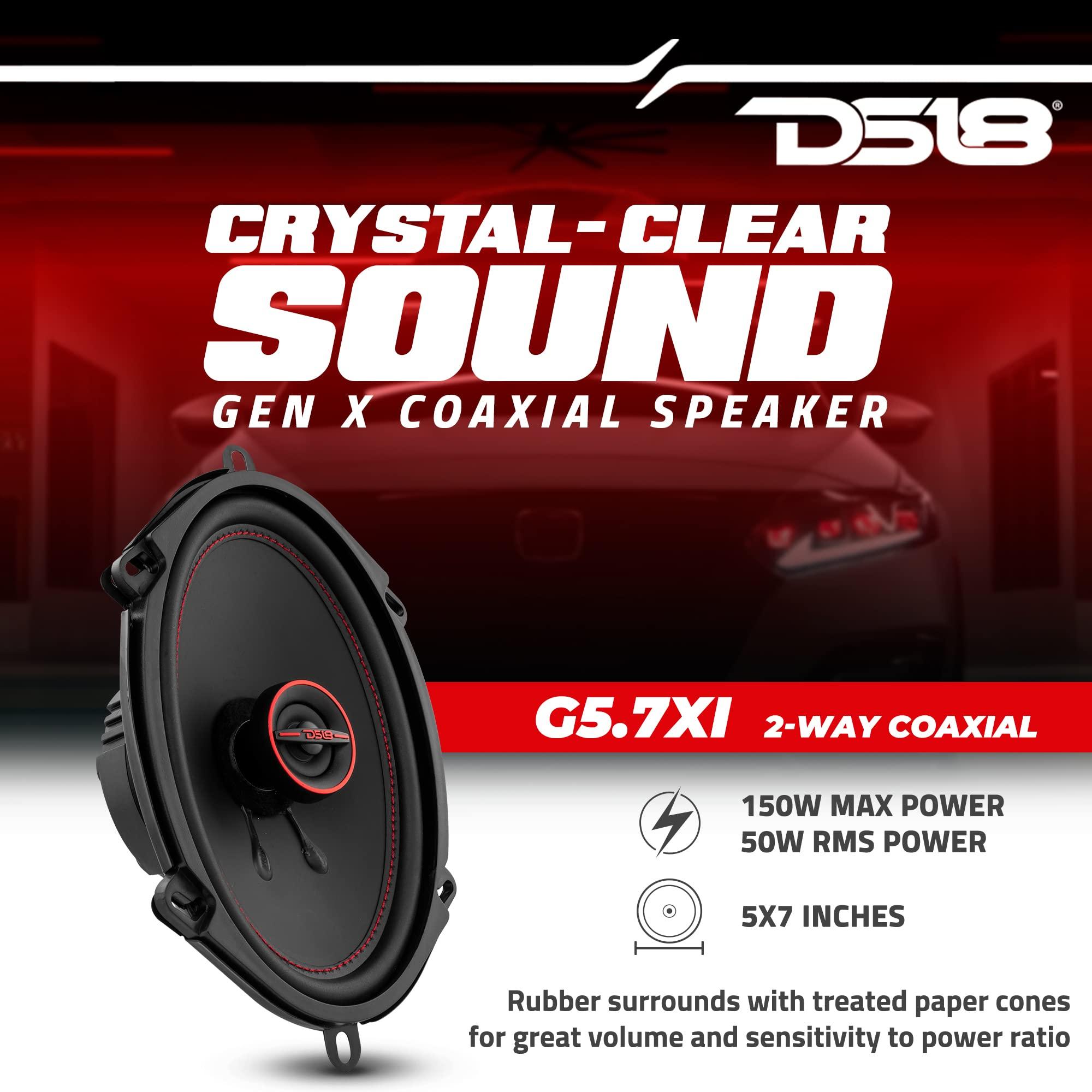 DS18 DS18 G5.7Xi GEN-X 5x7 2-Way Coaxial Speakers 150 Watts Max Power 4-Ohm - Full Range Speaker with Dome Tweeter Great for Car Stereo Sound System - 2 Speakers