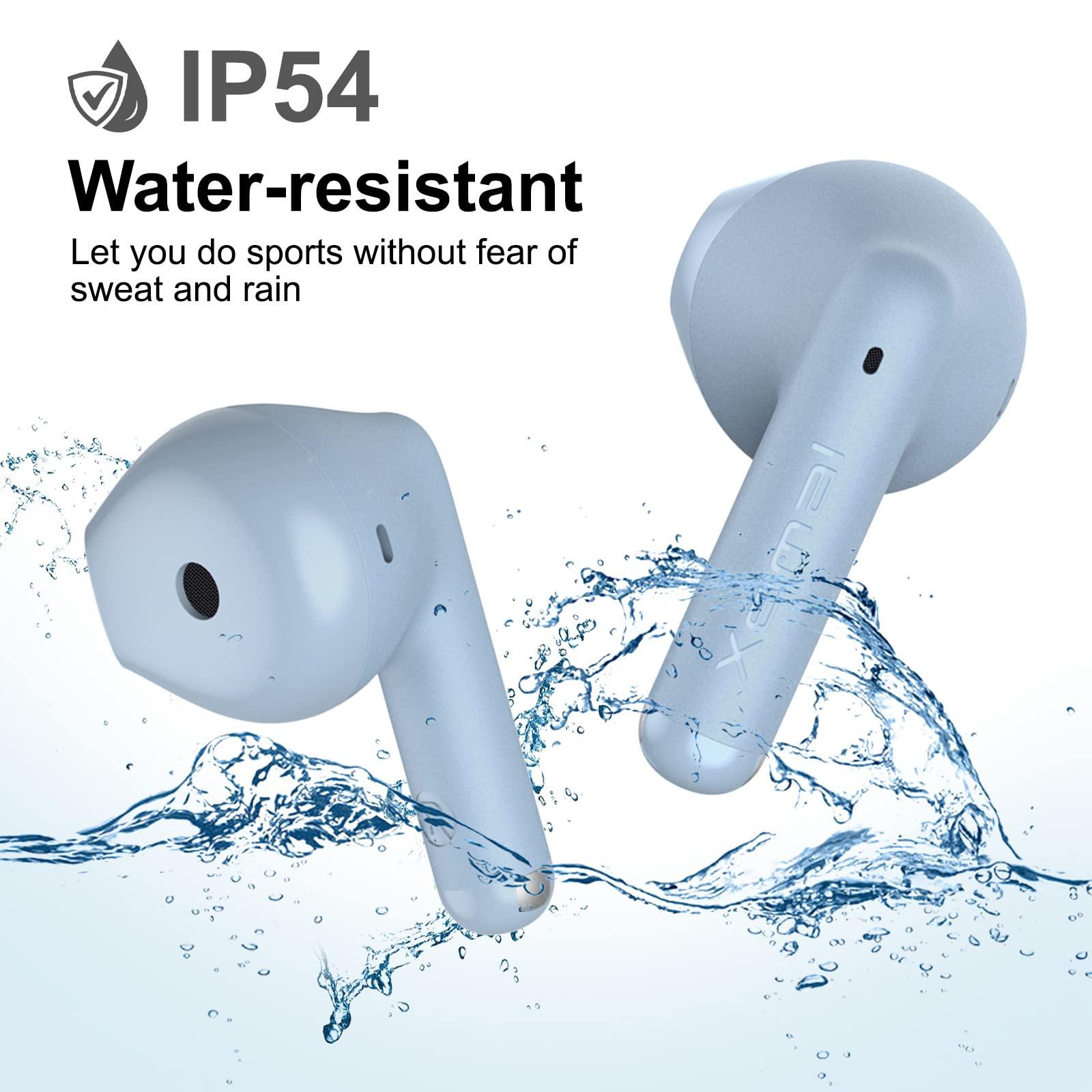 Edifier Edifier X2 Wireless Earbuds Bluetooth Headphones with Microphone, Lightweight HiFi Stereo IPX54 Waterproof Cordless Semi in-Ear Earphones with Charging Case 28 Hours Playtime (Blue)