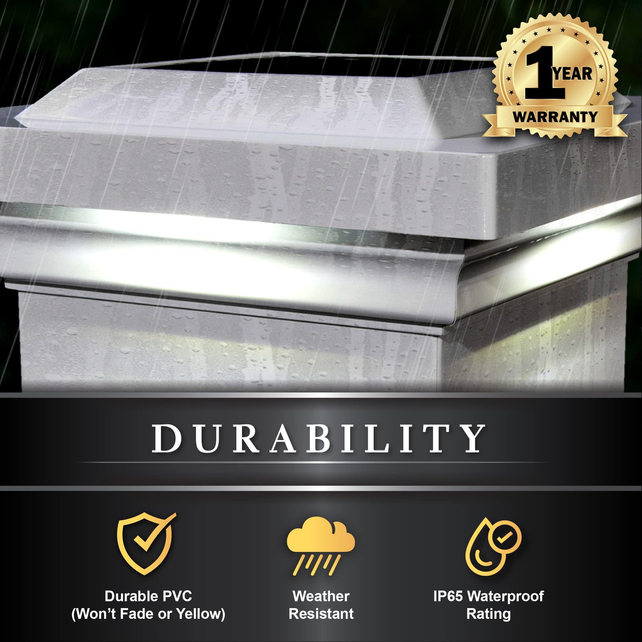 Classy Caps Classy Caps SL074W PVC Solar Post Cap, 4" x 4", White