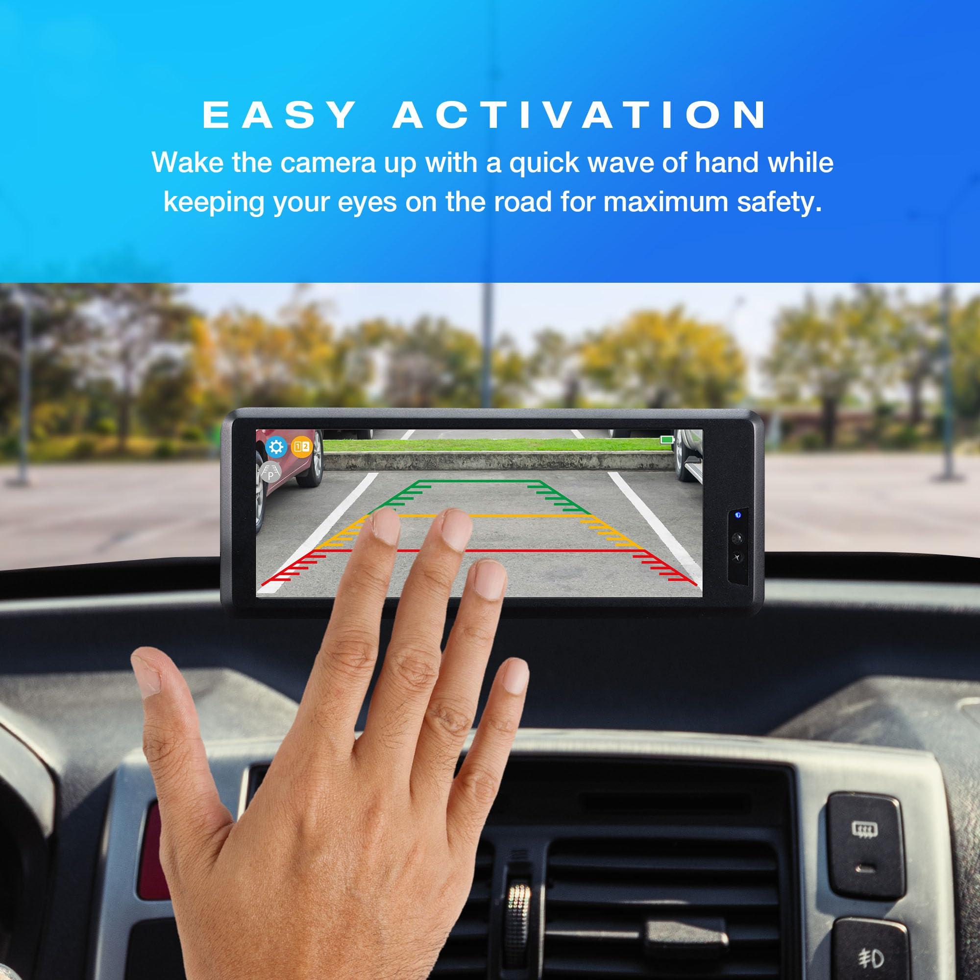 TYPE S TOURING ITEMS Type S | Vehicle Wireless Backup Camera License Plate Frame, Extra Long Battery Life with Solar Powered Charging, Waterproof, Portable 6.8" HD Motion-Activated Touch-Screen Monitor for Cars, Truck, RV