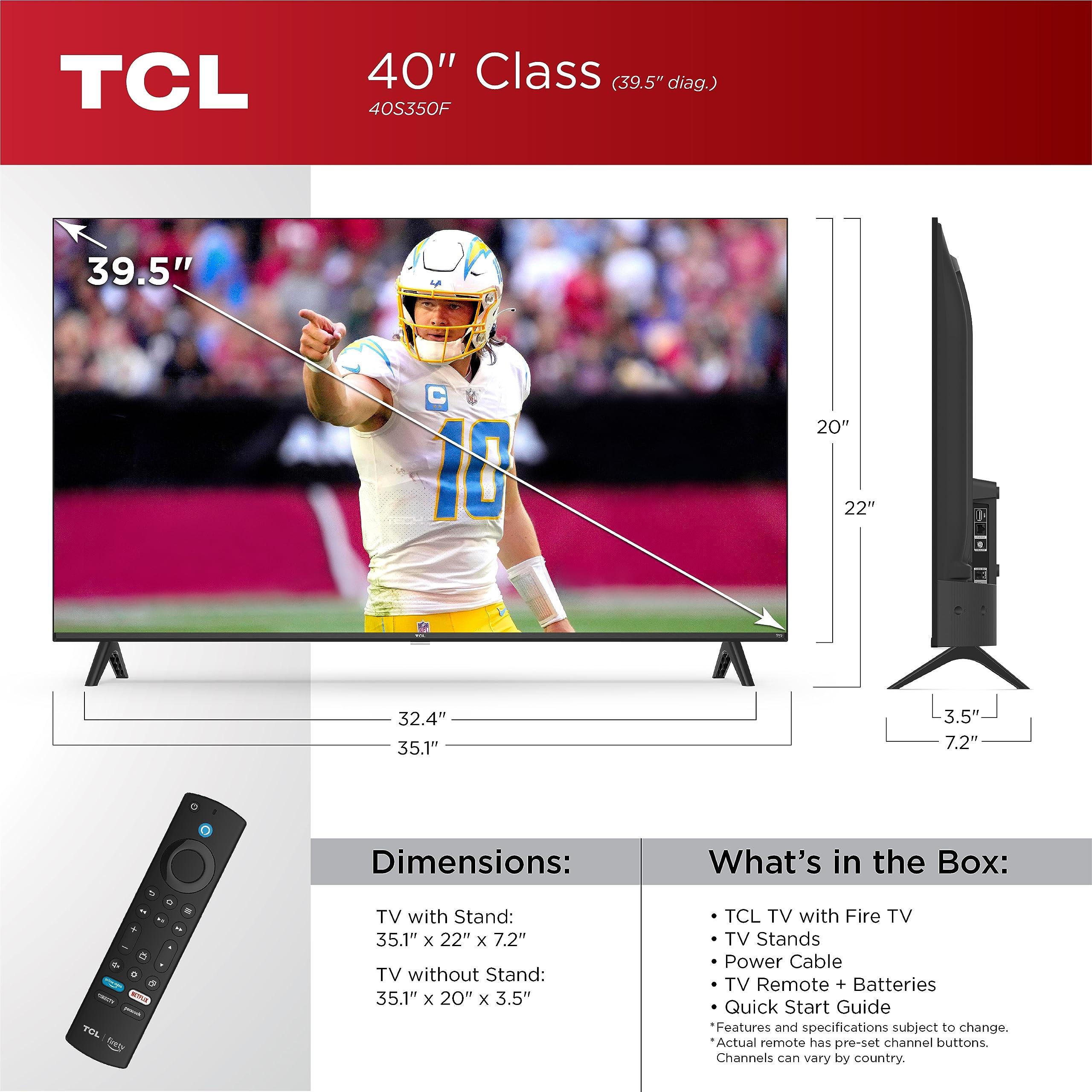 TCL TCL 40-Inch Class S3 1080p LED Smart TV with Fire TV (40S350F, 2023 Model), Alexa Built-in, Apple AirPlay Compatibility, Streaming FHD Television,Black