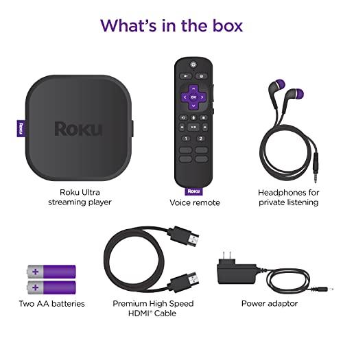Roku Roku Ultra | Streaming Device HD/4K/HDR/Dolby Vision with Dolby Atmos, Bluetooth Streaming, and Roku Voice Remote with Headphone Jack and Personal Shortcuts, includes Premium HDMI® Cable