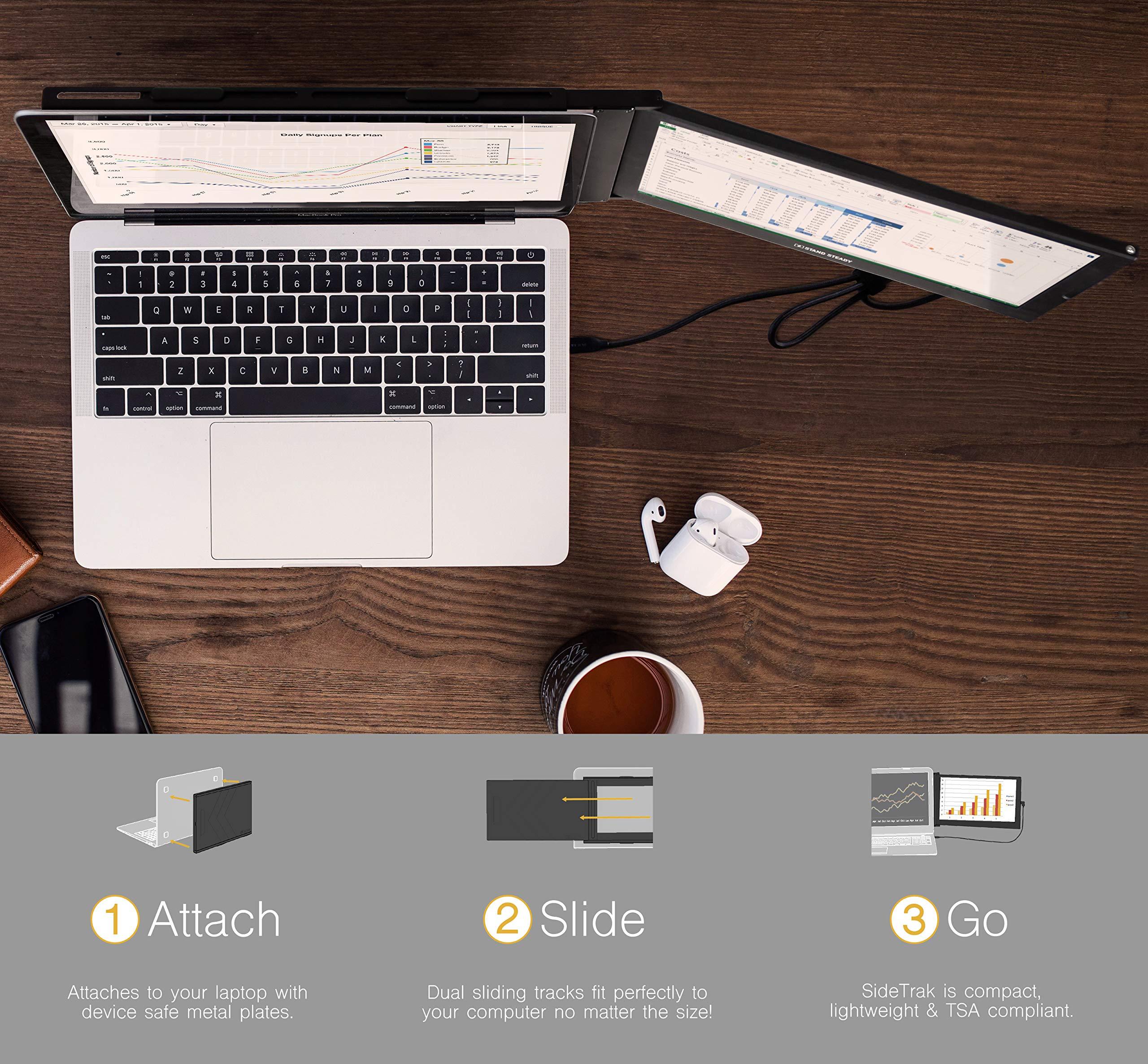 SideTrak SideTrak Slide Portable Monitor 12.5\" Screen with Carrying Case - Attaches to Your Laptop for Easy Travel - Efficient USB Power - Fits Mac and PC 13\"-17\" Laptops - Full HD IPS Display (Patent Pending)