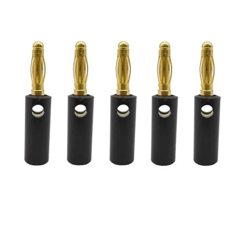 WUZDPRCJ 10Pcs 4mm Banana Plugs Audio Speaker Wire Cable Connector Gold Plated Banana Plug Connectors Adapter for Amplifier Black Red (Color : 10Pcs Red)