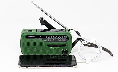 Kaito Kaito V1 Voyager Solar/Dynamo AM/FM/SW Emergency Radio with Cell Phone Charger and 3-LED Flashlight, Green