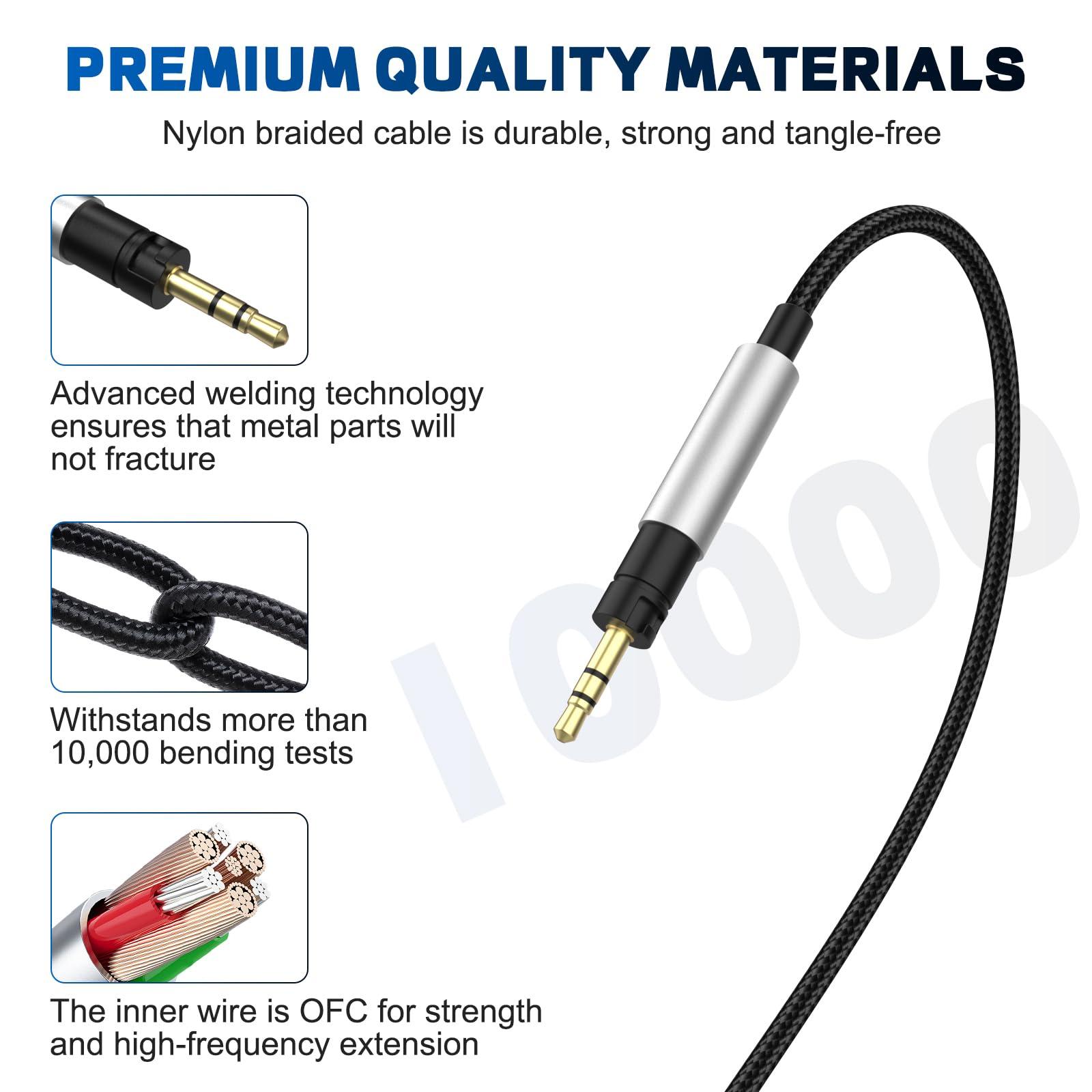 Zosvoses Zosvoses Momentum 4 Cable Compatible with Sennheiser Momentum 4/3/2.0, HD1 On-Ear, HD 400S/450BT, PXC 550/550-II, ACCENTUM Plus Headphones, 3.5mm Audio Cable Headset with 6.35mm Adapter, 6.6ft