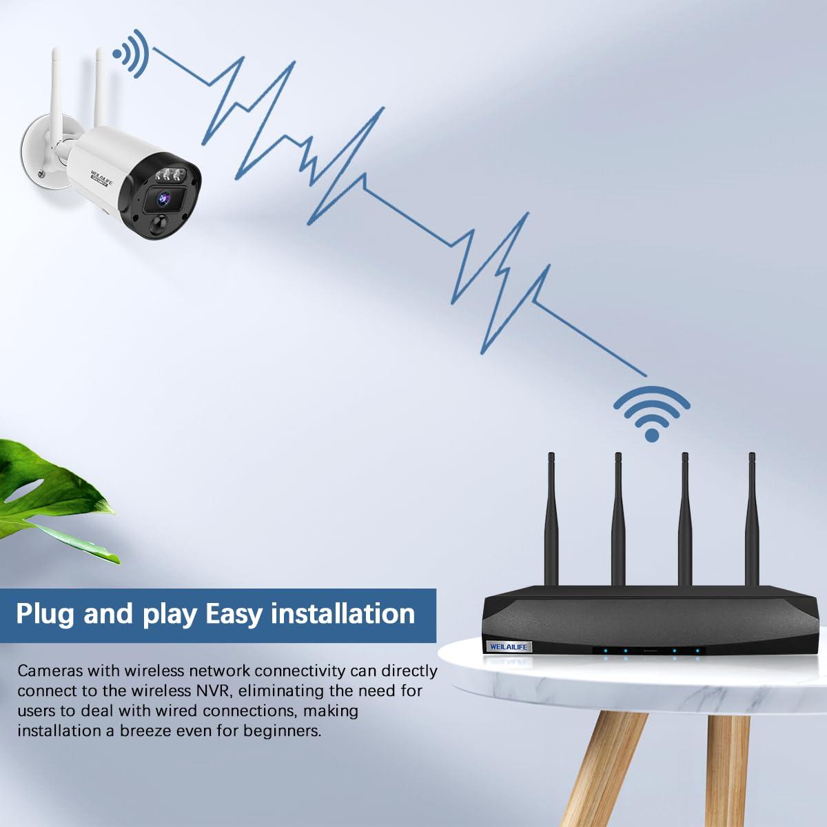 WEILAILIFE Security Wireless Network Video Recorder NVR System for Home Surveillance/Monitor Camera Systems,Built-in WiFi Recorders,Local Storage,Support 10-Channel, 3K 5MP Work with IP Cameras