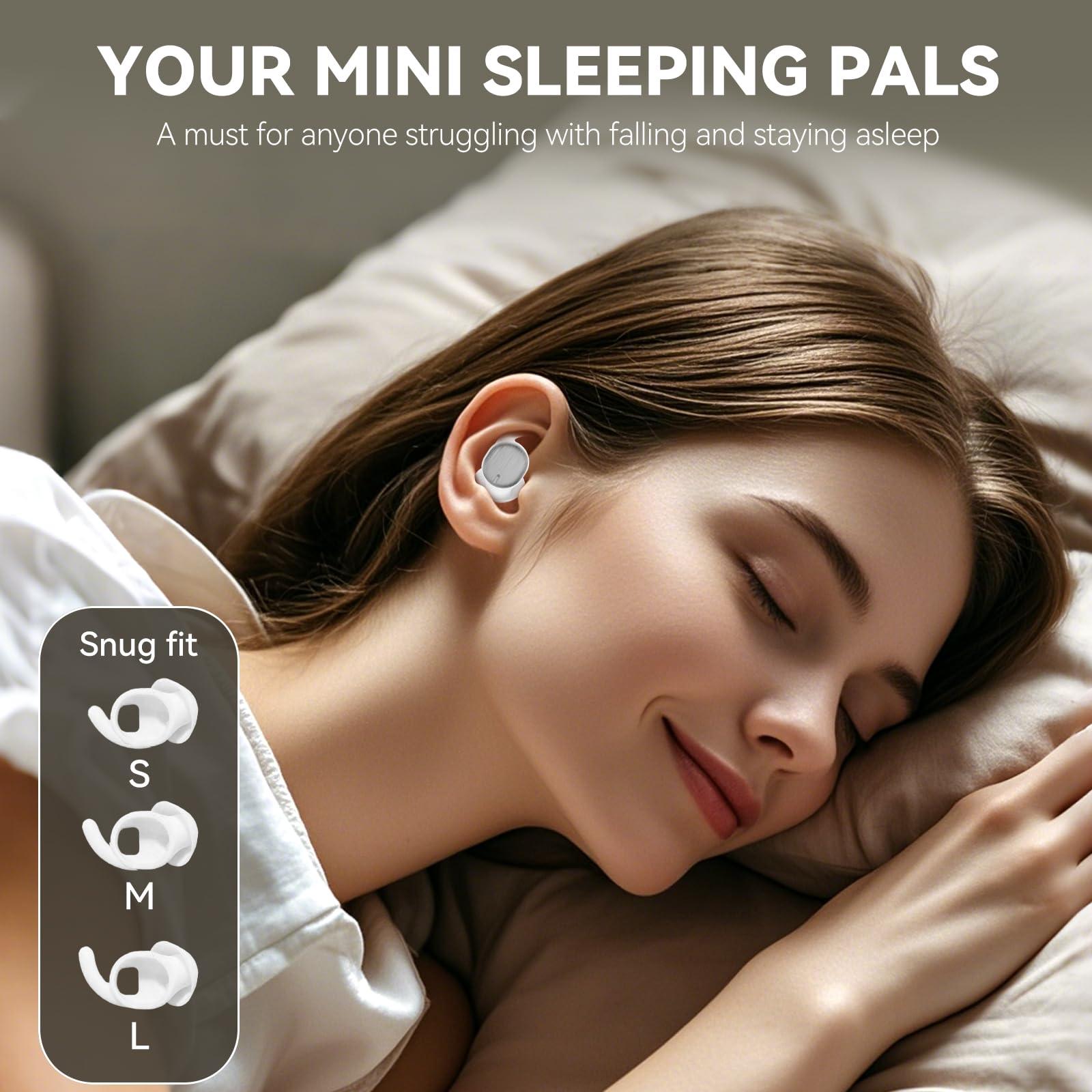 Bluripp Noise Blocking Earbuds for Sleep with Sleeping, Game, and Music Modes, Long 7-Hour Playtime, Wireless Bluetooth Streaming, Slim Fit for Side Sleepers (White)