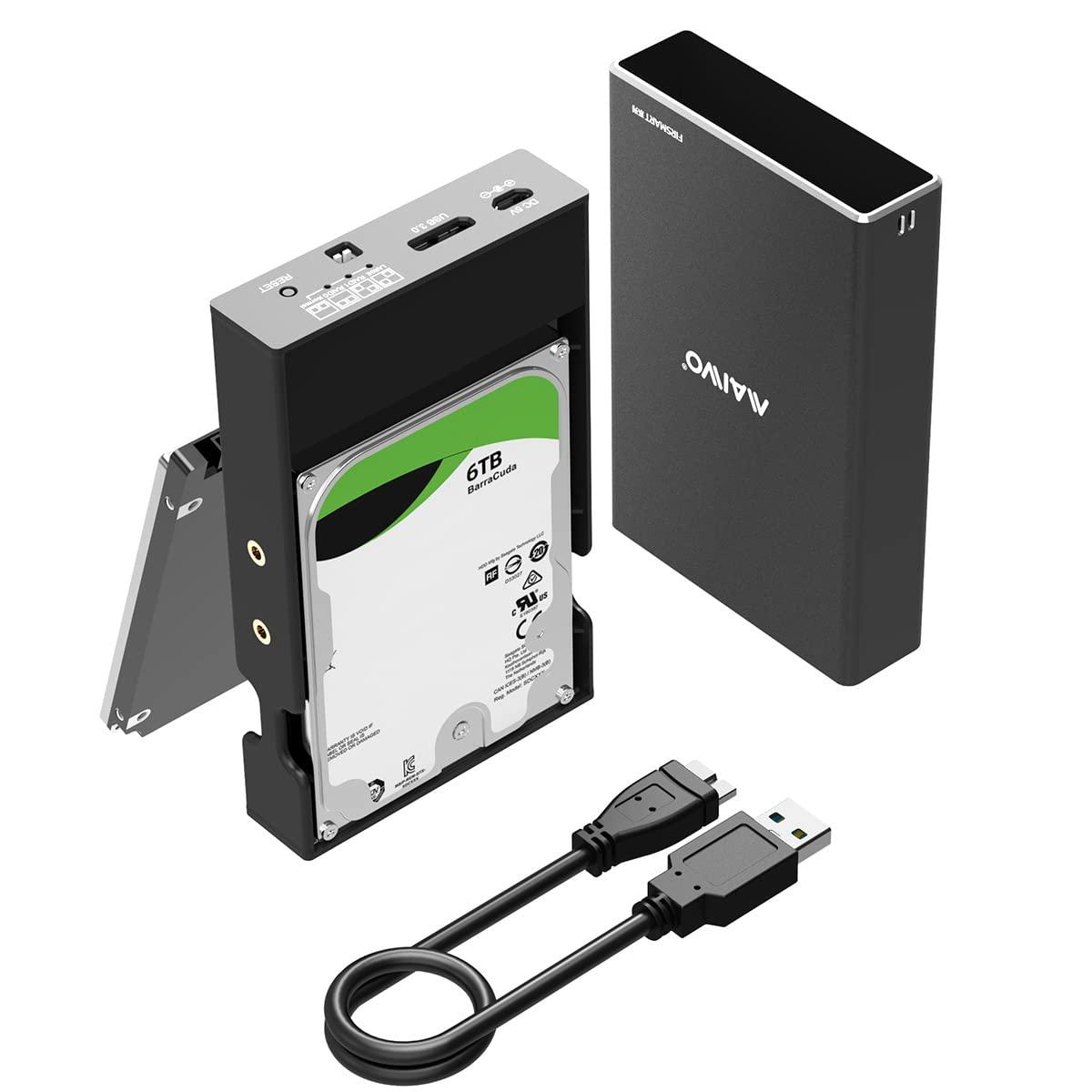 MAIWO MAIWO Dual Bay Hard Drive RAID Enclosure for 2.5 Inch SATA SSD HDD, RAID 0/RAID 1/JBOD/PM, USB 3.0 6Gbps with UASP, 16TB Capacity, External HDD Bay Aluminum