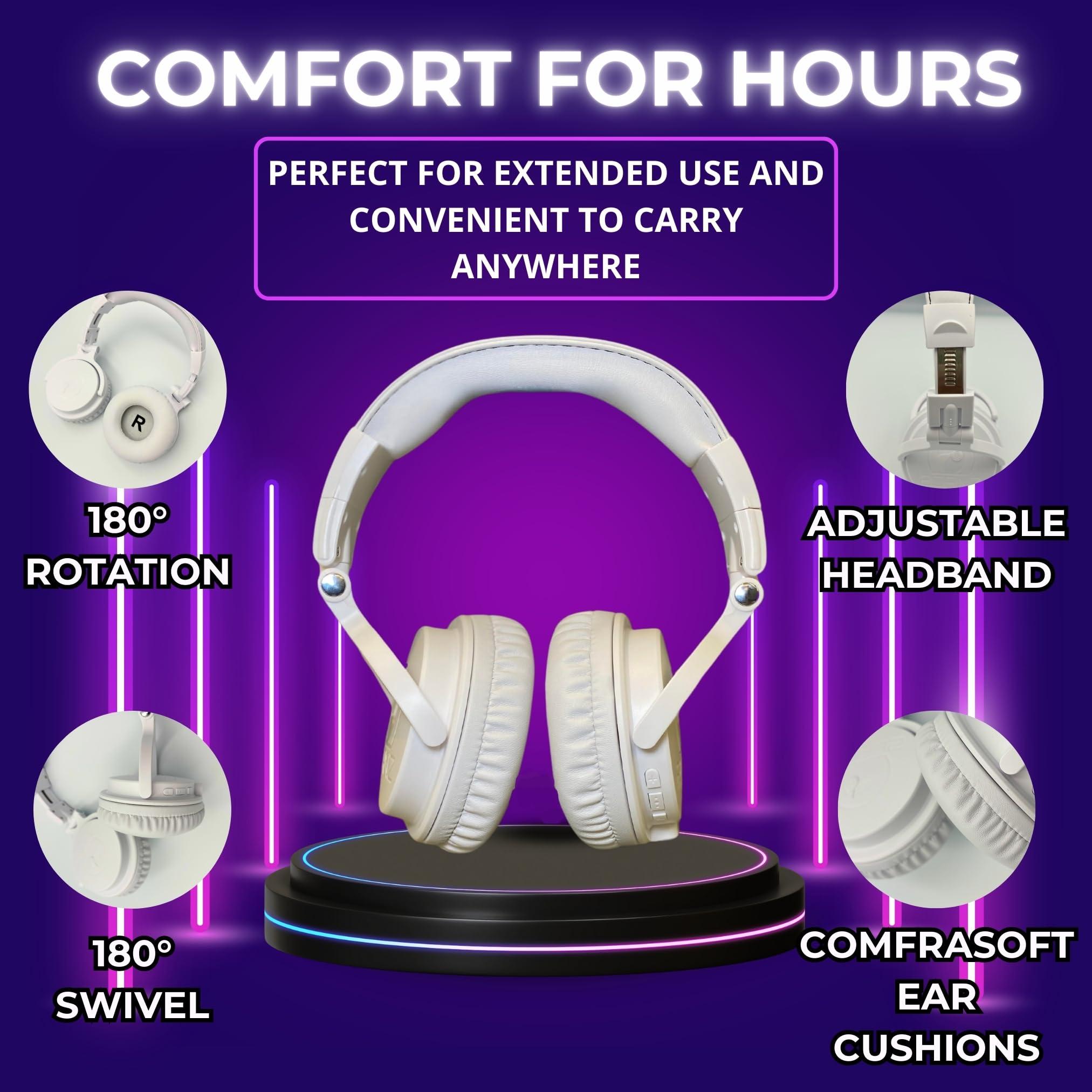 2CANZ 2CANZ Pro Matte White Over-Ear Professional Wireless Headphones - Enhanced 50mm Neodymium Drivers, Closed Back, Plush Ear Cushions, 8-Way Adjustable Earpads, Foldable