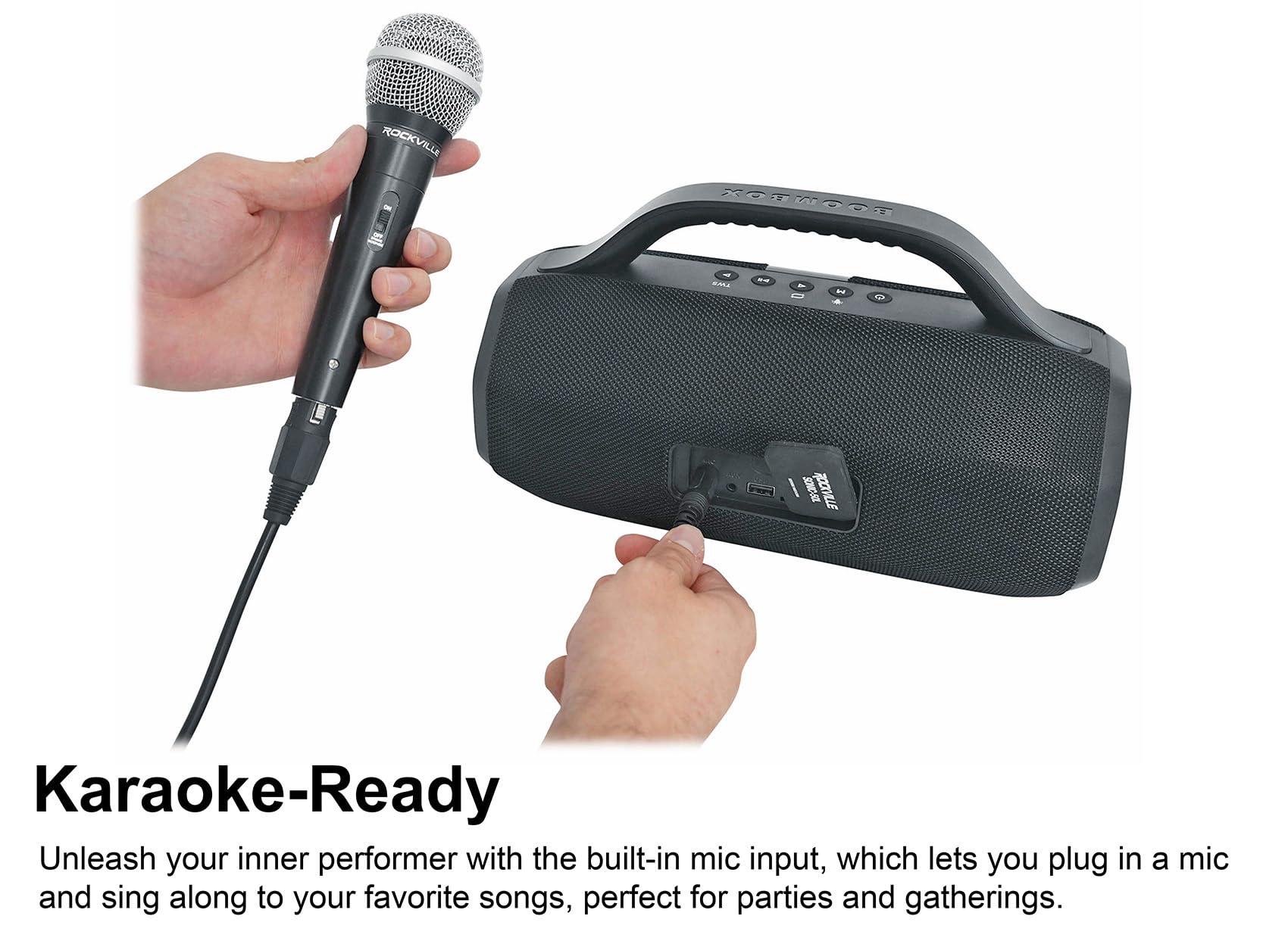 Rockville Rockville SONIC-50L Portable Bluetooth Speaker, 50W Stereo Sound, Dual LED Rings, IPX5 Water-Resistant, Upto 24-Hour Battery, TWS, USB/TF Card/AUX/Mic Inputs, for Outdoor and Indoor Events