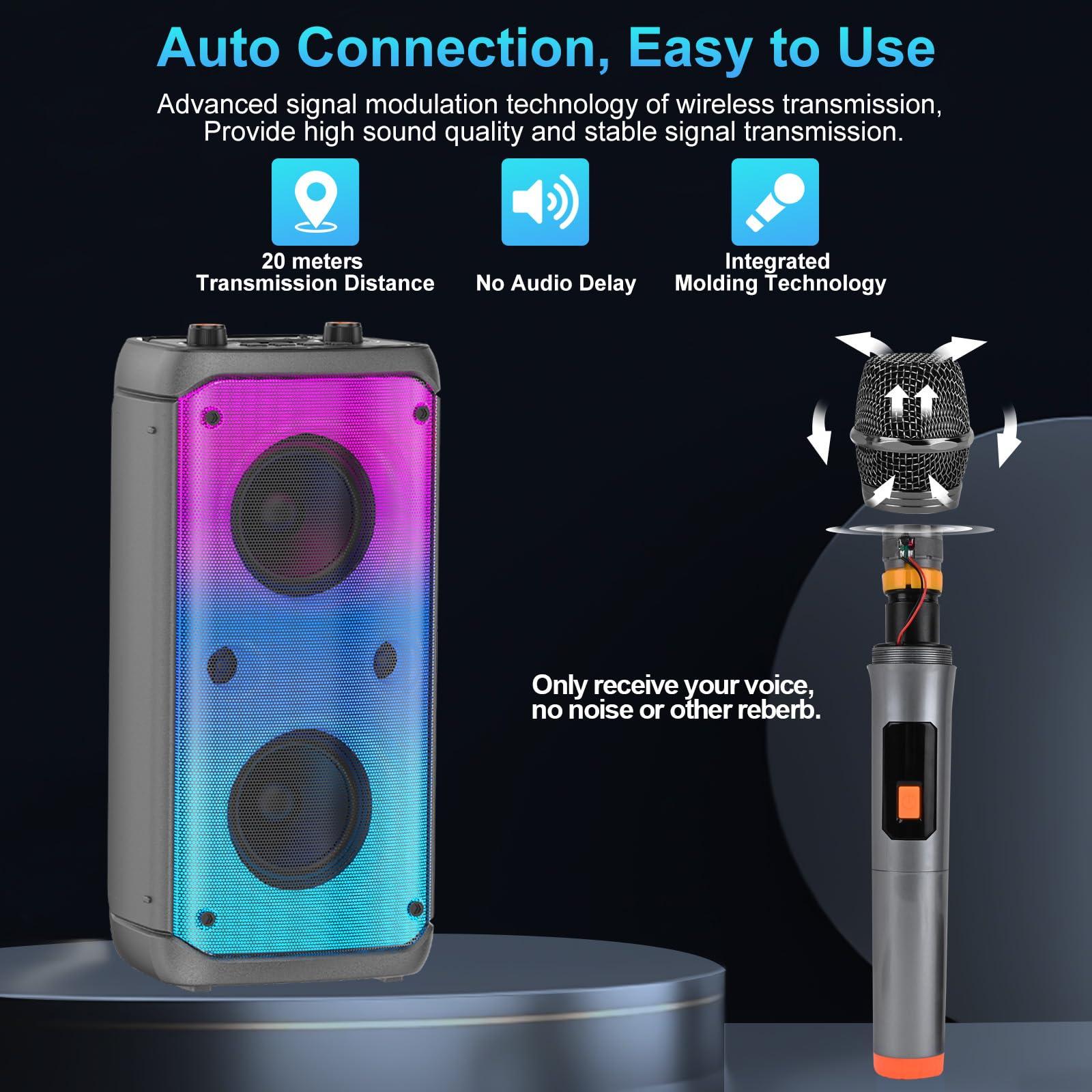 TAMPROAD TAMPROAD Bluetooth Speaker, 80W Peak Wireless TWS Portable Outdoor Party Speakers with Subwoofer, Deep Bass, LED Colorful Lights, Loud Stereo Sound Boombox with Radio for Home, Camping, Travel