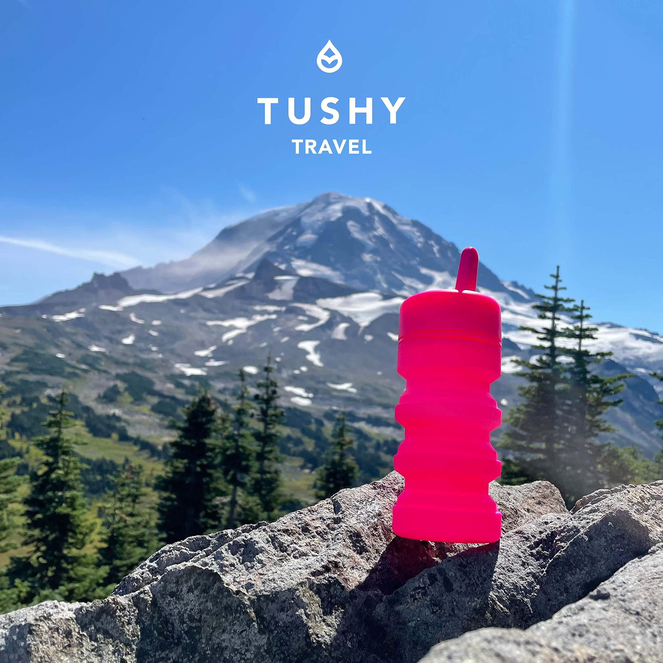 TUSHY Tushy Travel Bidet: Collapsible & Expandable for Discreet Portability | Refreshing Clean for Home, Camping, Outdoors & Travel (Helps Hemorrhoid Relief, Peri Bottle for Postpartum Care), Fuchsia Friday