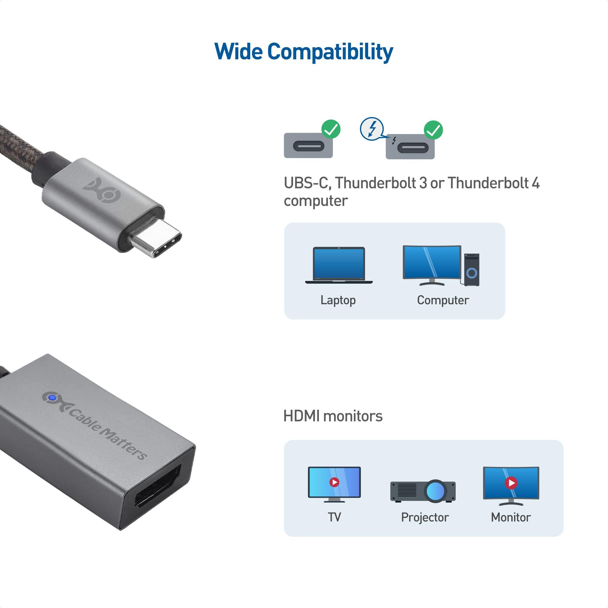 Cable Matters Cable Matters #1 48Gbps USB C to HDMI 2.1 Adapter #2 Premium Braided 48Gbps Ultra HD 8K HDMI Cable 6.6 ft / 2m