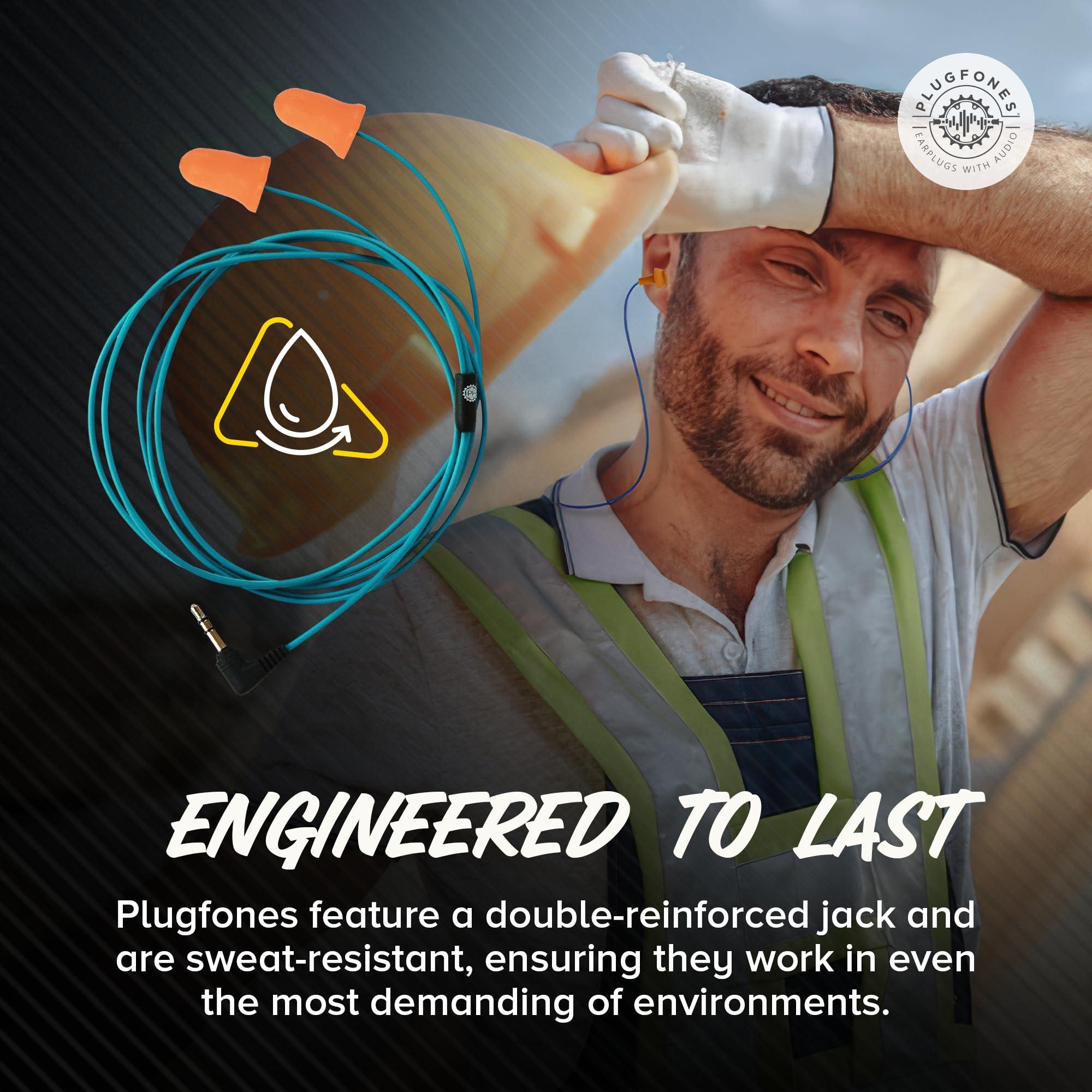 Plugfones Plugfones Basic Earplug-Earbud Hybrid - Noise Reducing Earphones - Orange