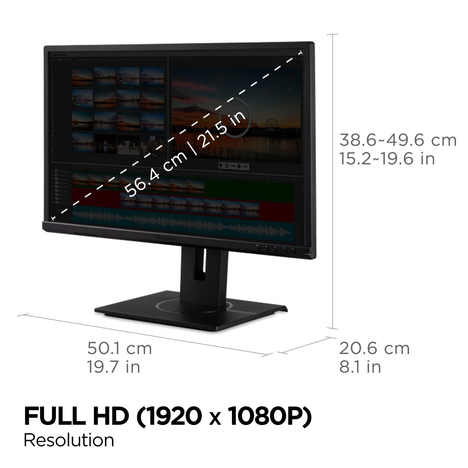 ViewSonic ViewSonic VG2240 22 Inch 1080p Ergonomic Monitor with 100Hz, USB Hub, HDMI, DisplayPort, VGA Inputs for Home and Office