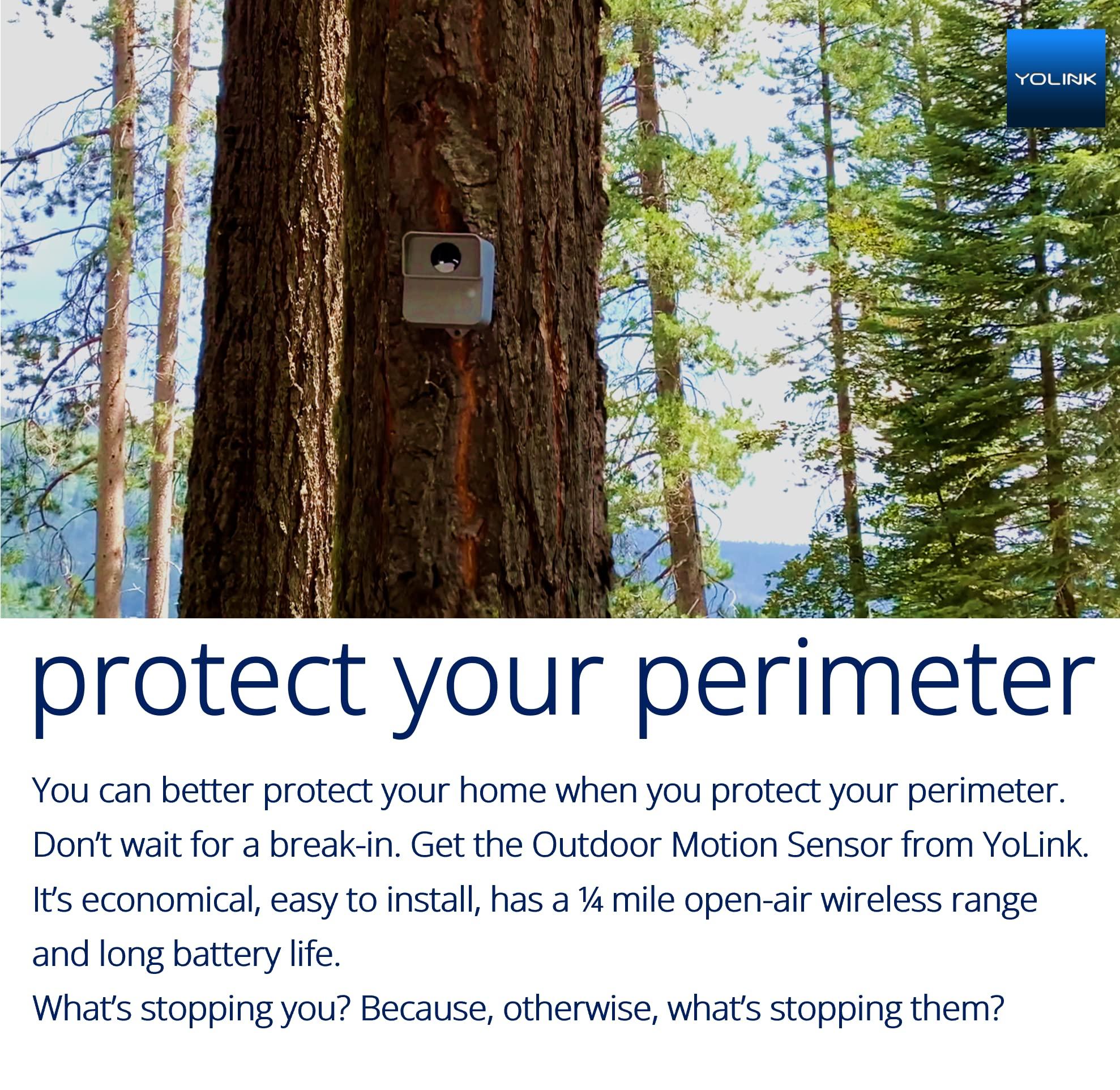 YoLink YoLink LoRa Smart Outdoor Motion Detector Sensor, Driveway Alert, Property Invasion/Tresspassing Detector, 1/4 Mile Open Air Range, Email/SMS/Push Alerts, Alexa, IFTTT, Home Assistant (Hub Required)