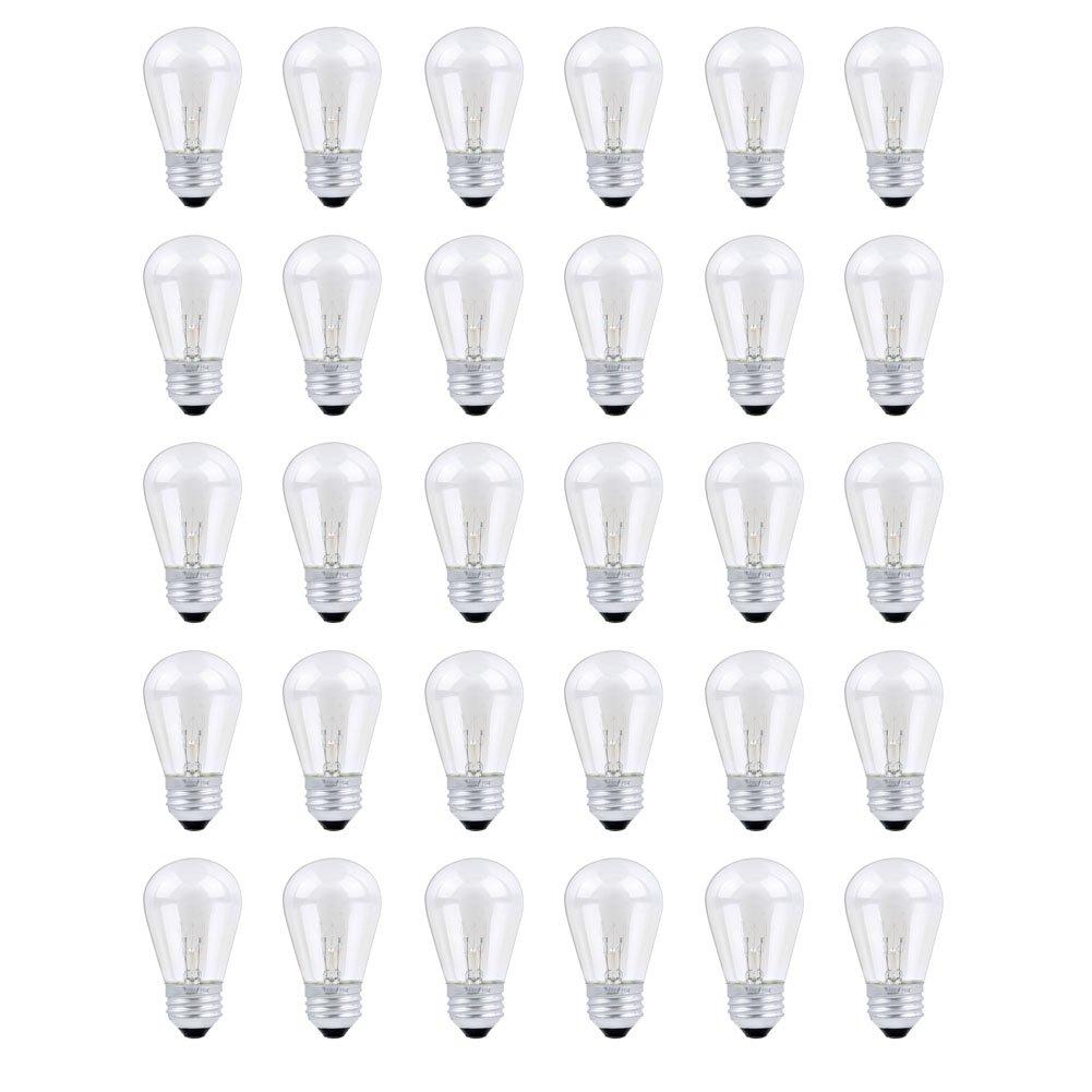 Skullis 30 Pack S14 Outdoor String Light Bulbs Set orange, 120V 11W Clear Outdoor Patio Vintage Light Shatterproof Bulbs