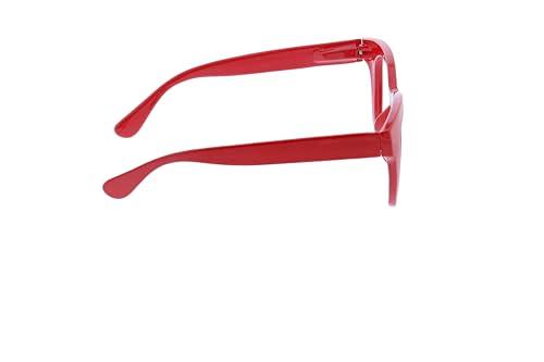 Peepers by PeeperSpecs Peepers by PeeperSpecs Women's Center Stage Soft Square Oversized Blue Light Blocking Progressive Reading Glasses, Red, 1.50 + 1.5