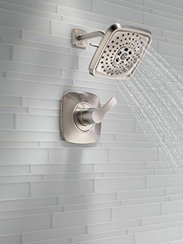 DELTA FAUCET Delta Faucet Tesla 14 Series Single-Function Shower Trim Kit with Three-Spray Touch-Clean H2Okinetic Shower Head, Stainless T14252-SS (Valve Not Included)