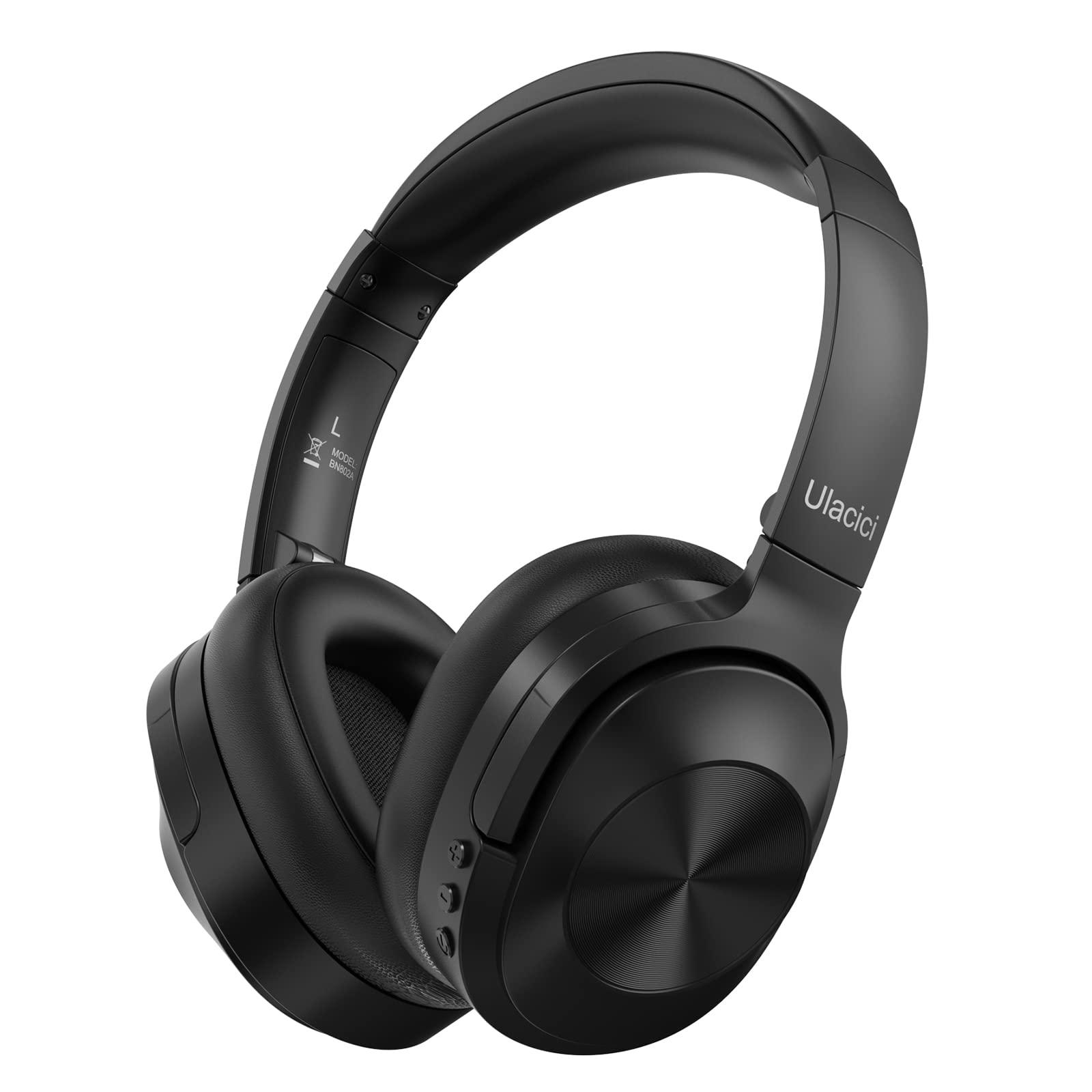 Ulacici Active Noise Cancelling Headphones,Wireless Bluetooth Headphones Built-in Mic 40 Hours Playtime Wireless Noise Cancelling Headphone 3D Low Bass Tone Fast Charge