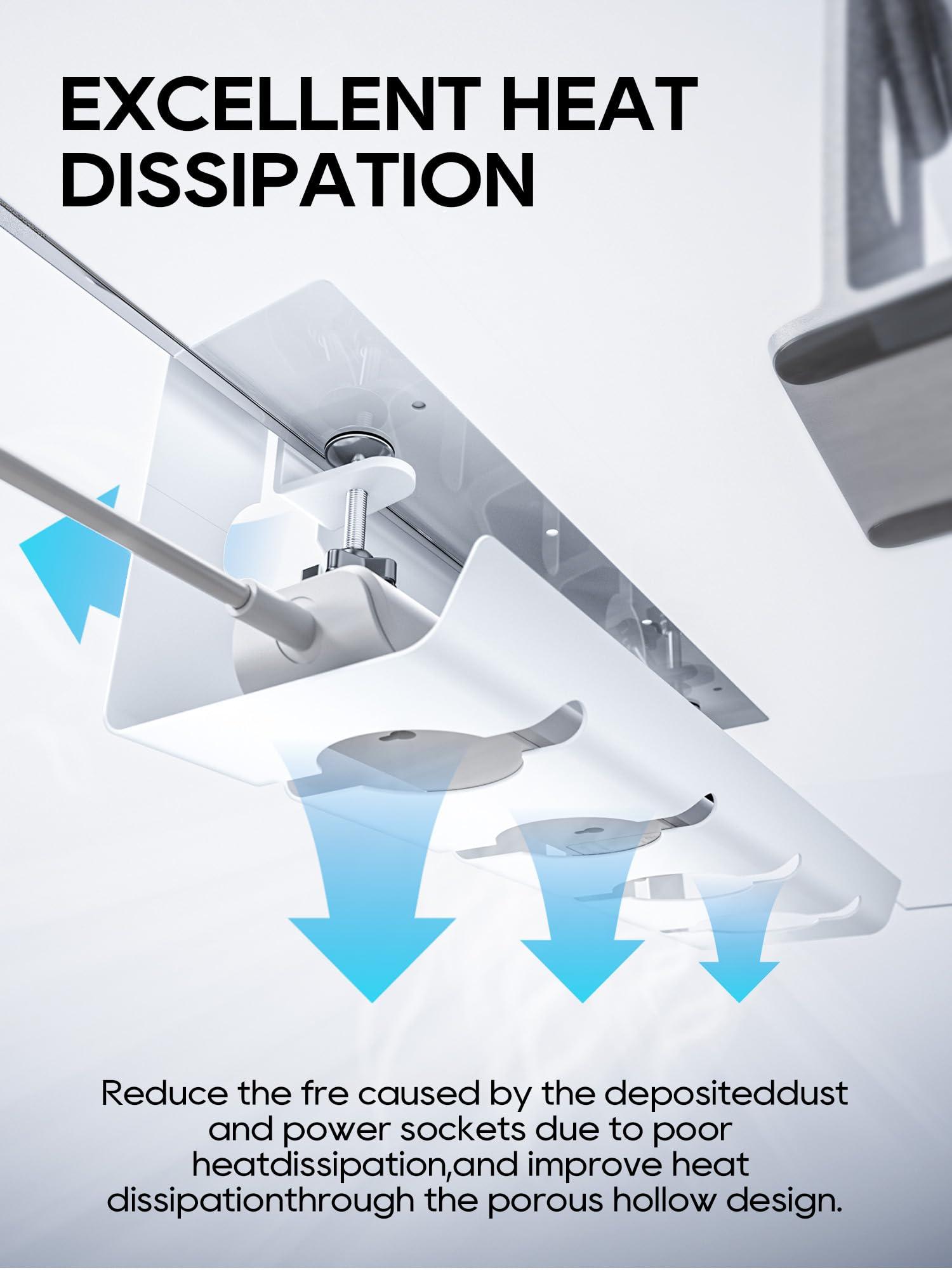 NODOCA NODOCA No Drill Under Desk Cable Management Tray, 17\'\' Wire Management, Punch-Free Clamp on, Newest Metal Cable Tray, Wire Organizer Under Desk, Under Desk Basket for Office and Home, White(2 Packs)