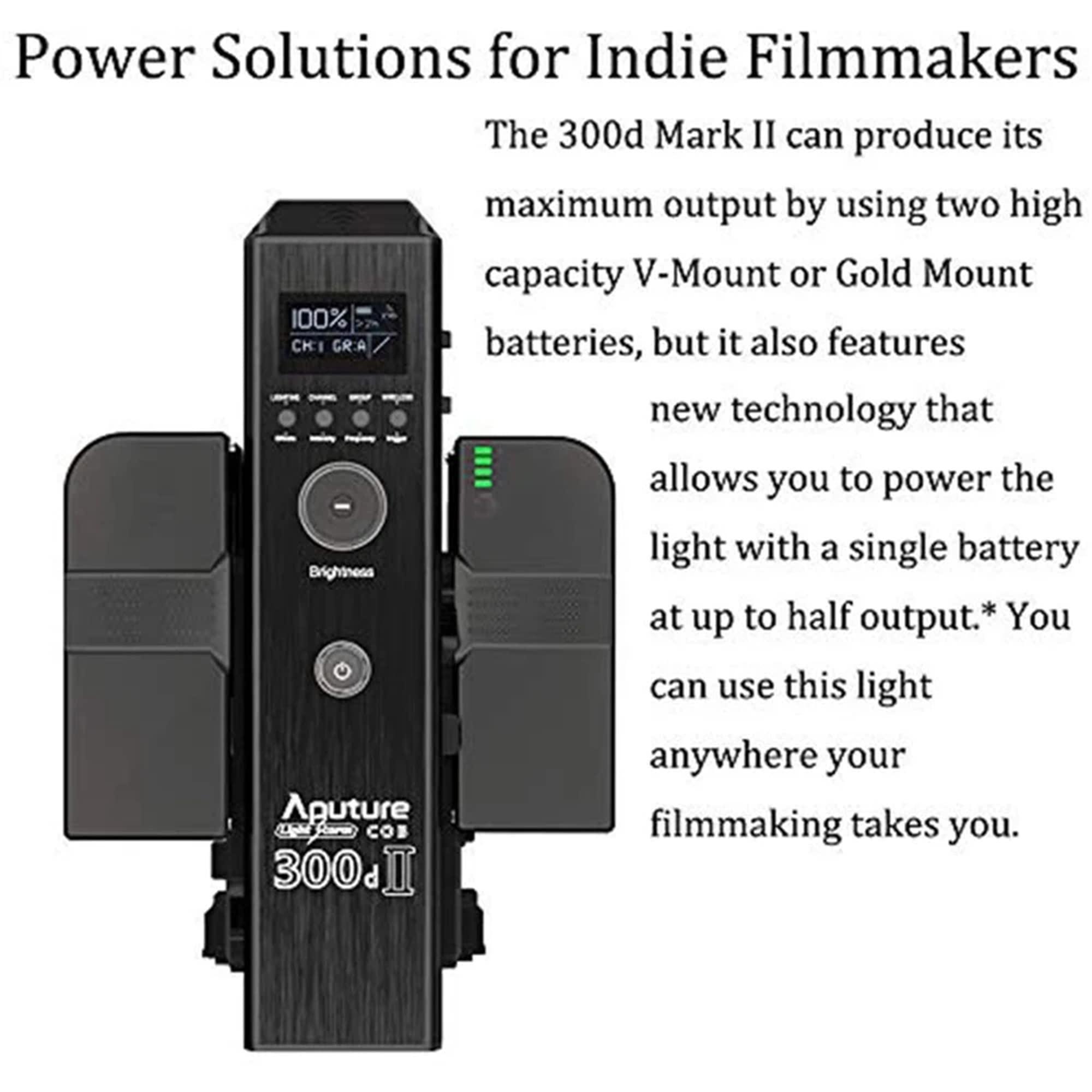 Aputure Aputure 300d II,Aputure Mark LS C300D II Light Storm 350W 5500K Daylight Balanced Led Video CRI 96+ TLCI96+ 45000lux@0.5m with The Reflector 8 Built-in Lighting FX V-mount