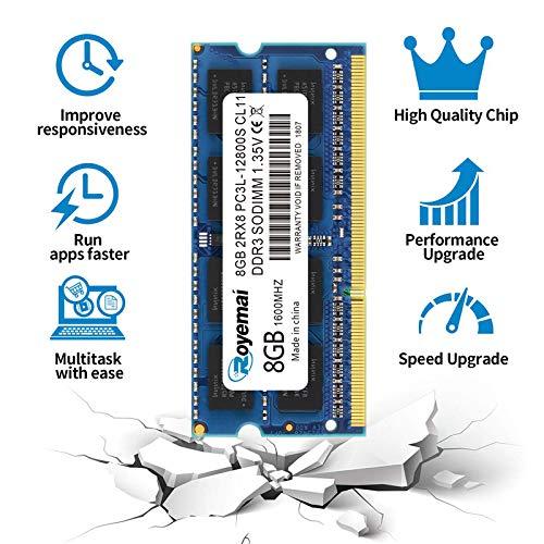 D DUOMEIQI DDR3 12800S 16GB Kit (2x8GB), Royemai PC3L-1600MHz 2Rx8 Laptop Notebook RAM Memory for Early/Mid/Late 2011, Mid/Late 2012, Early/Late 2013, Late 2014, Mid 2015 MacBook Pro, iMac, Mac Mini