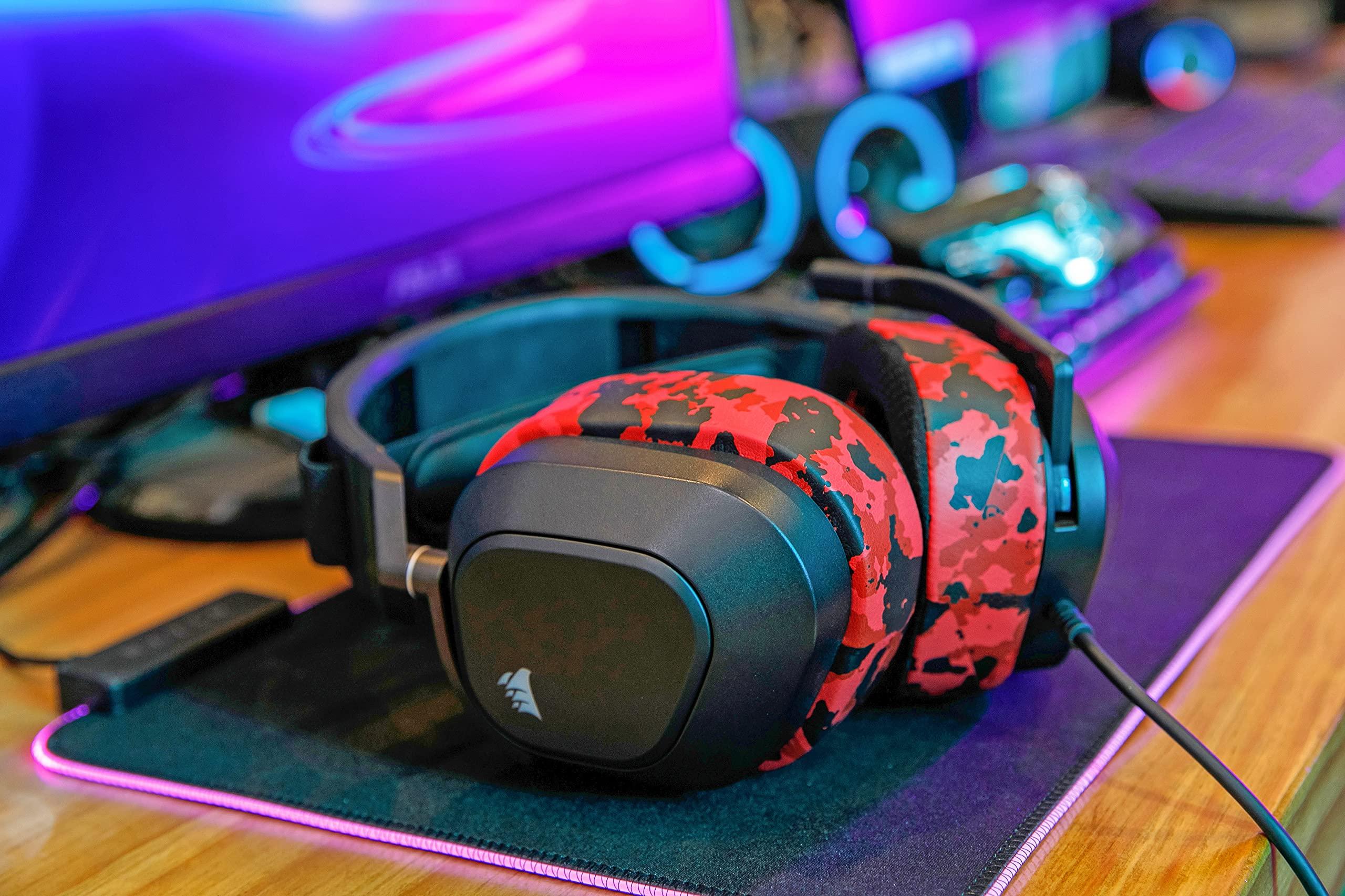 WC WC Freeze HS80 - Cooling Gel Earpads for Corsair HS80 RGB Wireless, Wired, & HS80 Max by Wicked Cushions - Elevate Comfort, Thickness & Sound Isolation for Epic Gaming Sessions | Red Camo