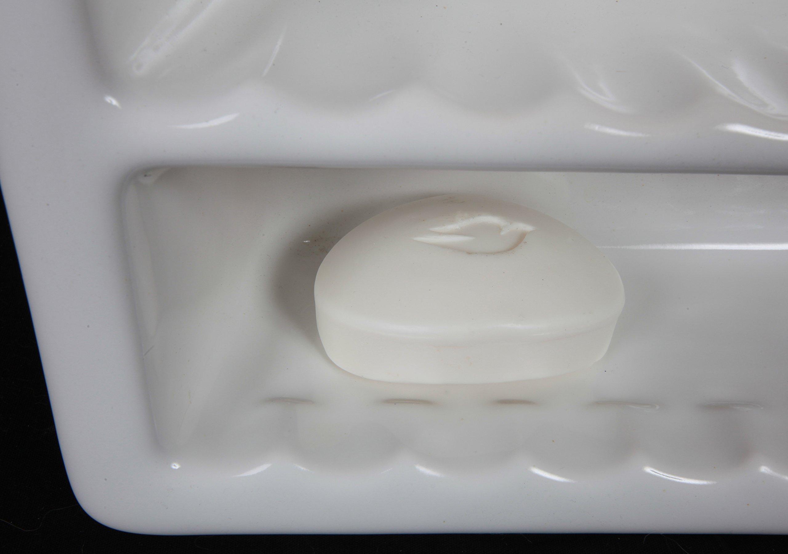 shower-shelf 1 USA made Ceramic Recessed Shower Niche 1 compartment shampoo shelf. Easy Install, Easy Clean, Sanitary, Will not Rust or Black Mold, Holds most 3-32 oz shampoo bottles, Soap Holder1C