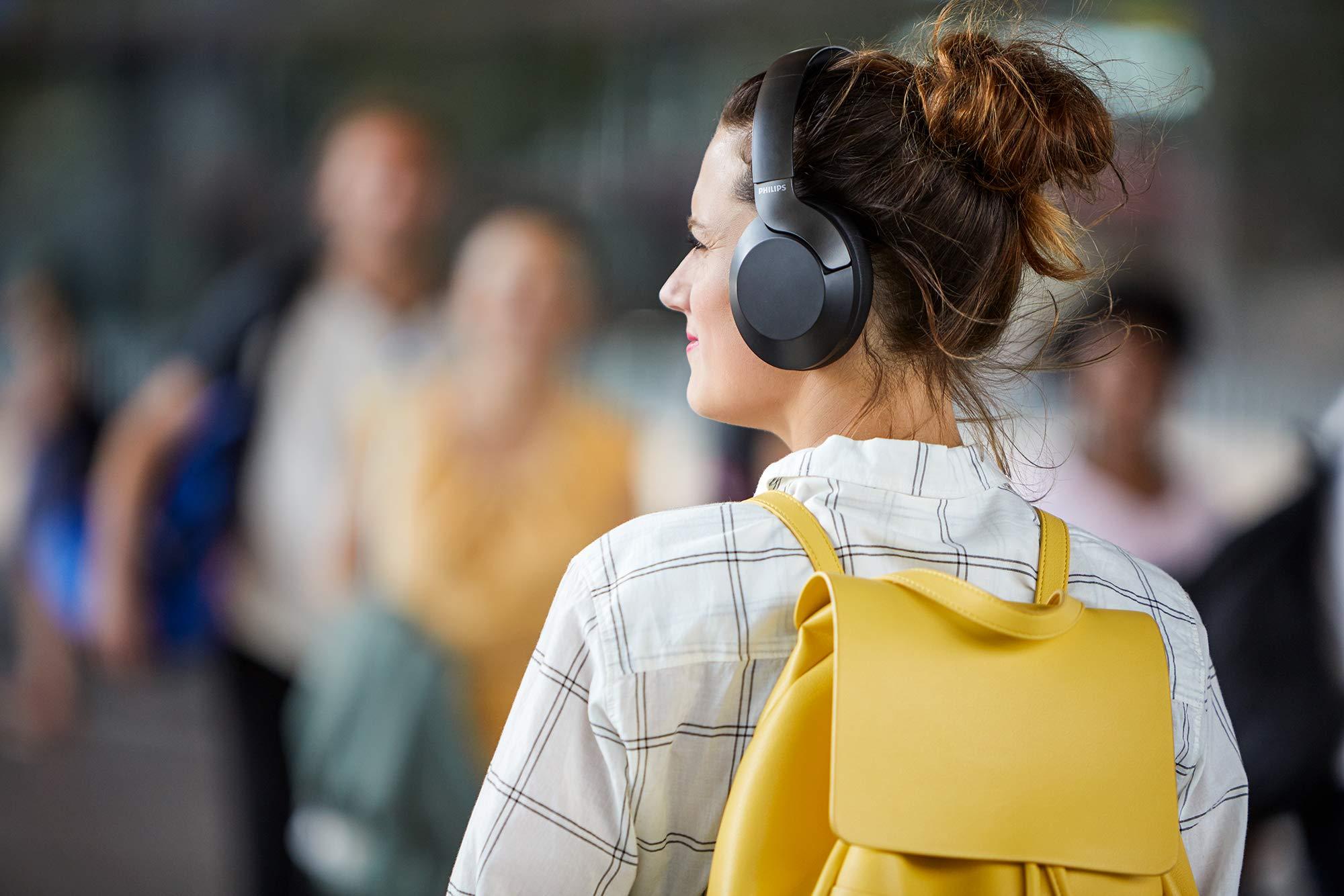 PHILIPS Philips Audio Performance TAPH805BK Bluetooth 5.0 Active Noise Cancelling Over-Ear Headphones with Google Assistant (Black)