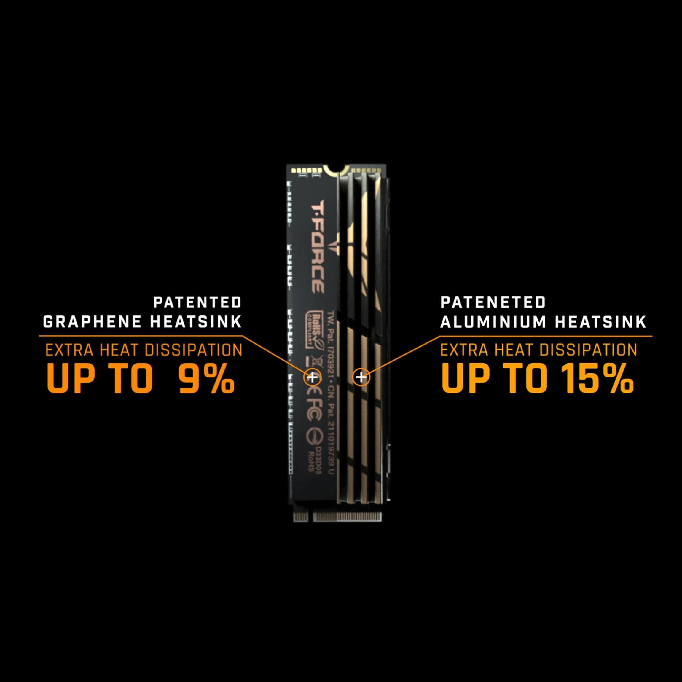 TEAMGROUP TEAMGROUP T-Force CARDEA A440 Graphene & Aluminum Heatsink 1TB with DRAM SLC Cache 3D NAND TLC NVMe PCIe Gen4 x4 M.2 2280 Gaming Internal SSD Read/Write 7,000/5,500 MB/s TM8FPZ001T0C327