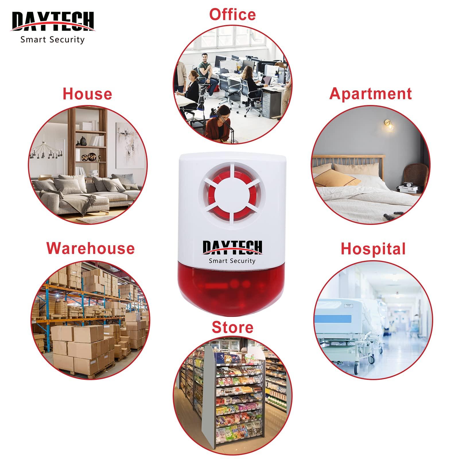 Daytech Daytech Strobe Siren Panic Alarm Button Siren Alarm with Light for Home Caring Loud Outdoor SOS Alert System 2 Red Flashing Siren and 4 Emergency Button for Store Hotel Jewelry Shop Security
